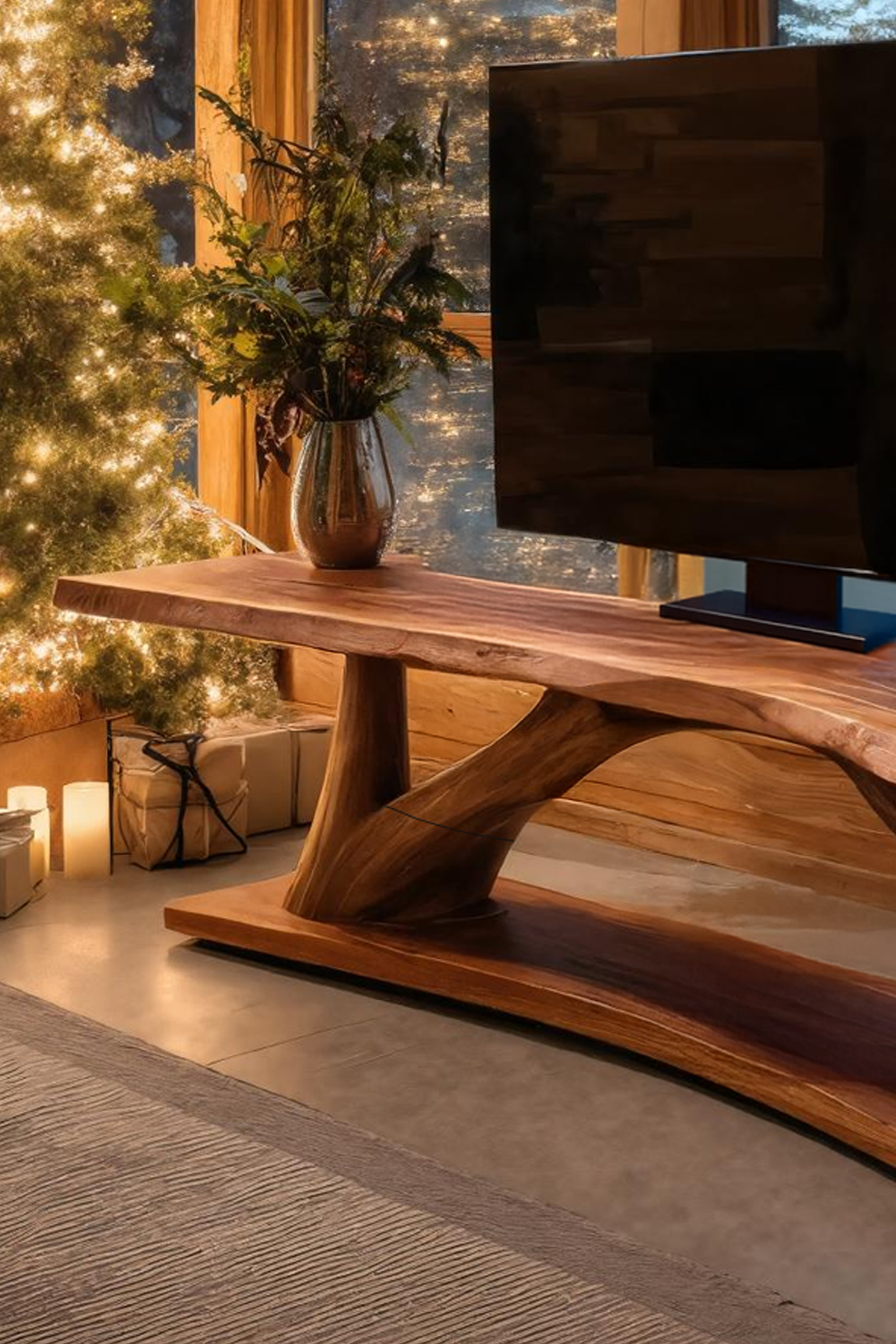 Mid Century Wooden Live Edge TV Console For Holiday Home Decor SILDTTRCTV045
