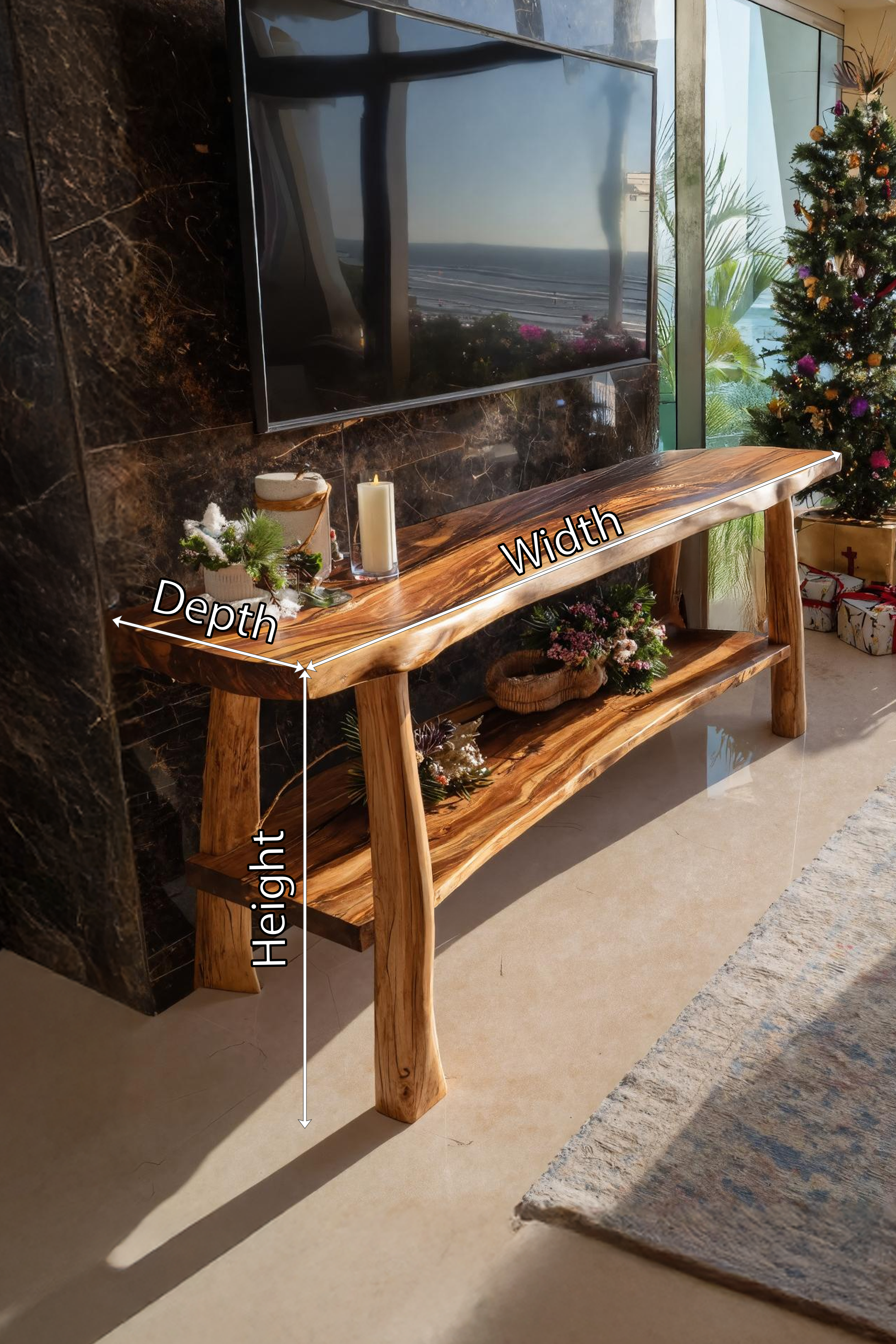 Mid Century Wooden Live Edge TV Console For Winter Furniture SILDTTRCTV029