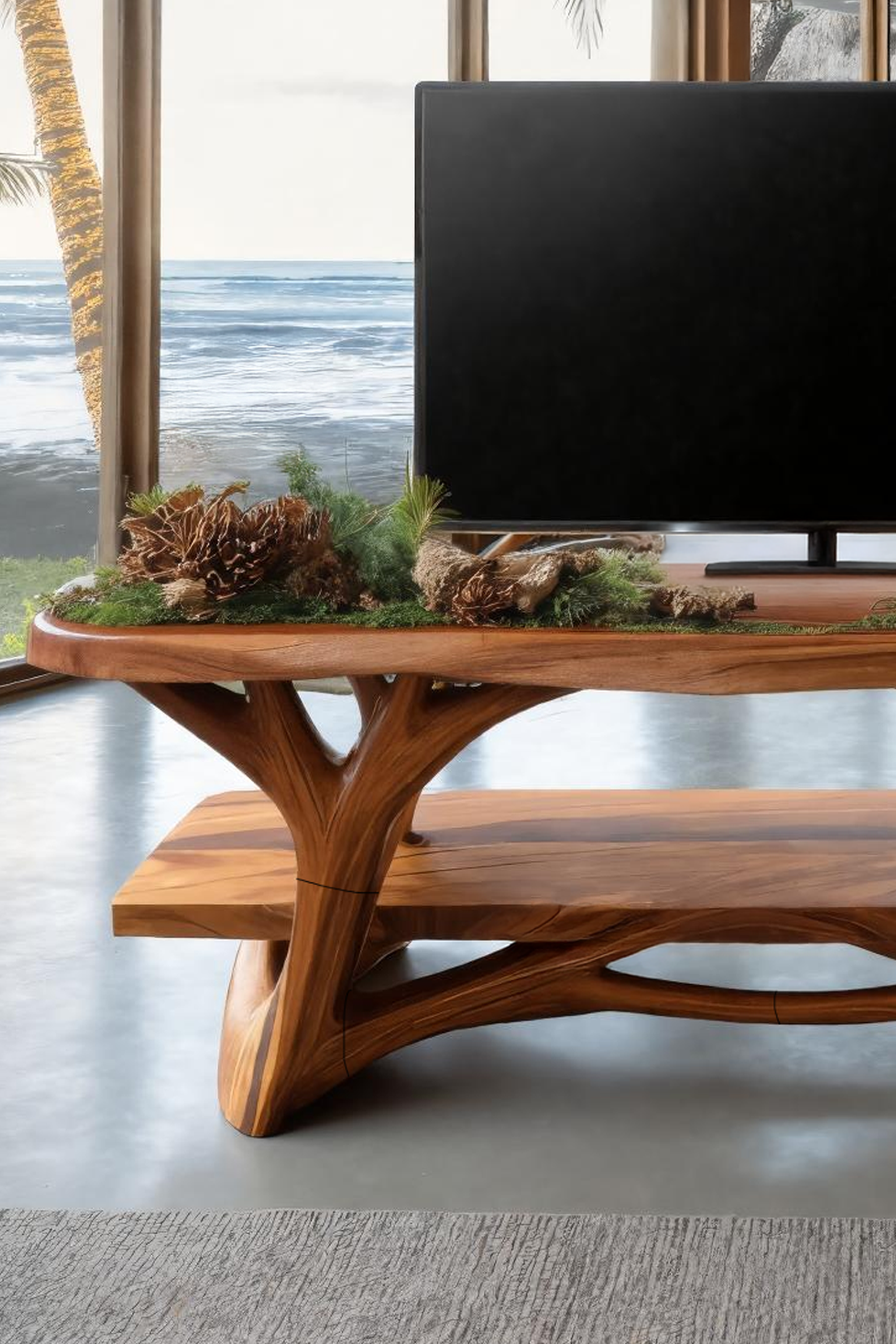 Handcrafted Live Edge Entryway TV Stand For Holiday Season SILDTTRCTV023