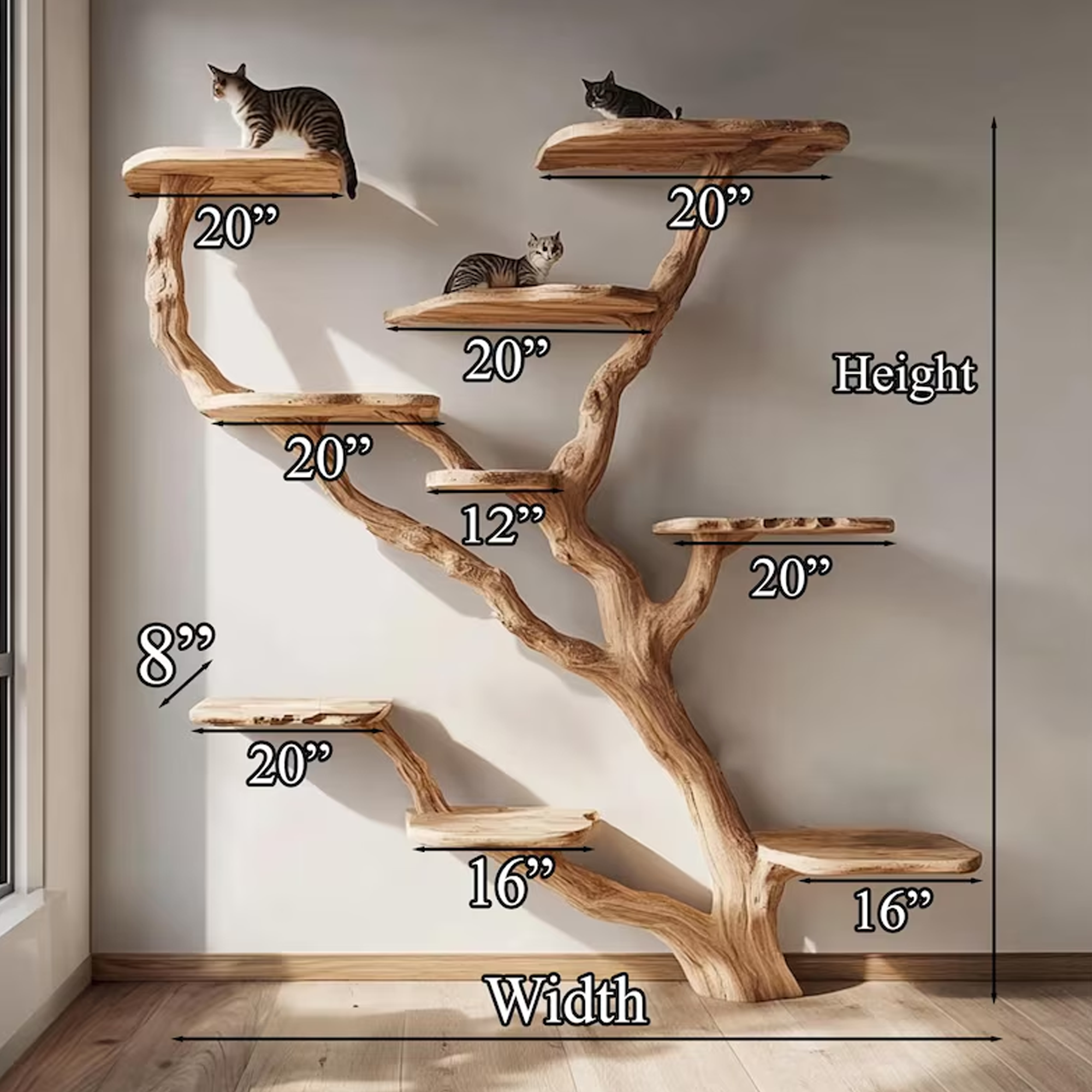 Natural Solid Wood Cat Tree Stylish Cat Furniture SINLTT007
