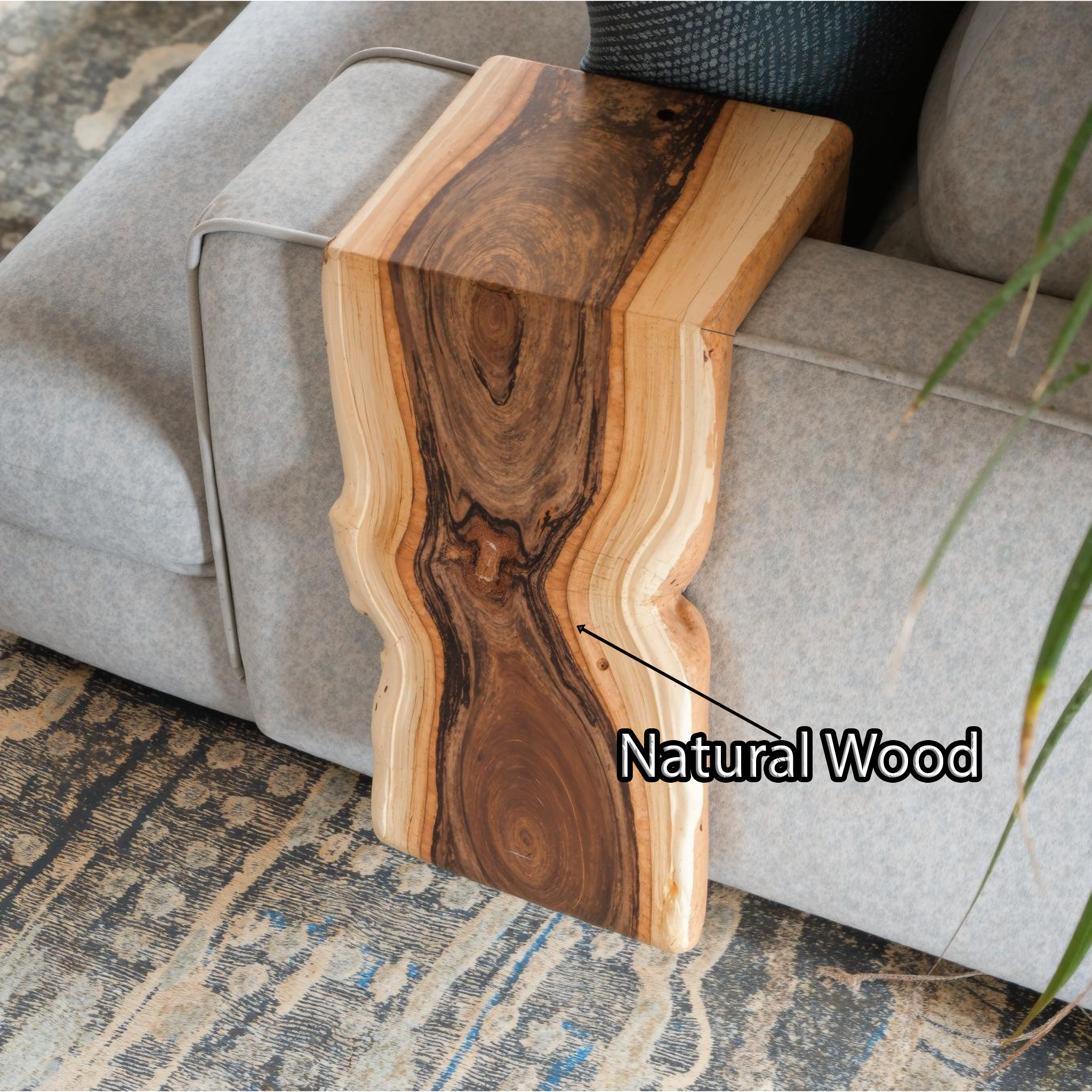 Handcrafted Sofa Armrest Table With Functional Storage Space SILDTAR011