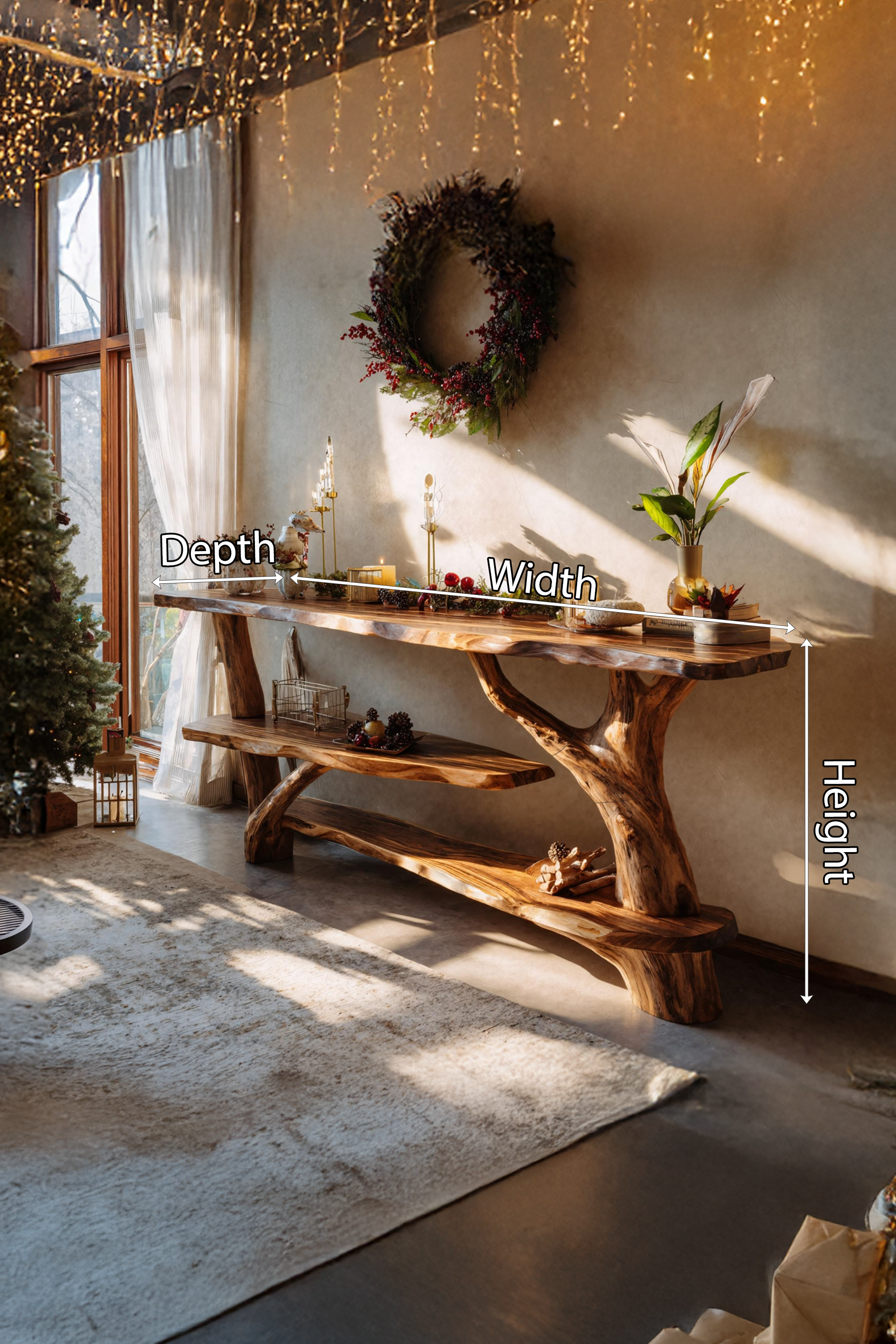 Farmhouse Wooden Console Table For Holiday Entryway Living Room SILDTTNCSC013