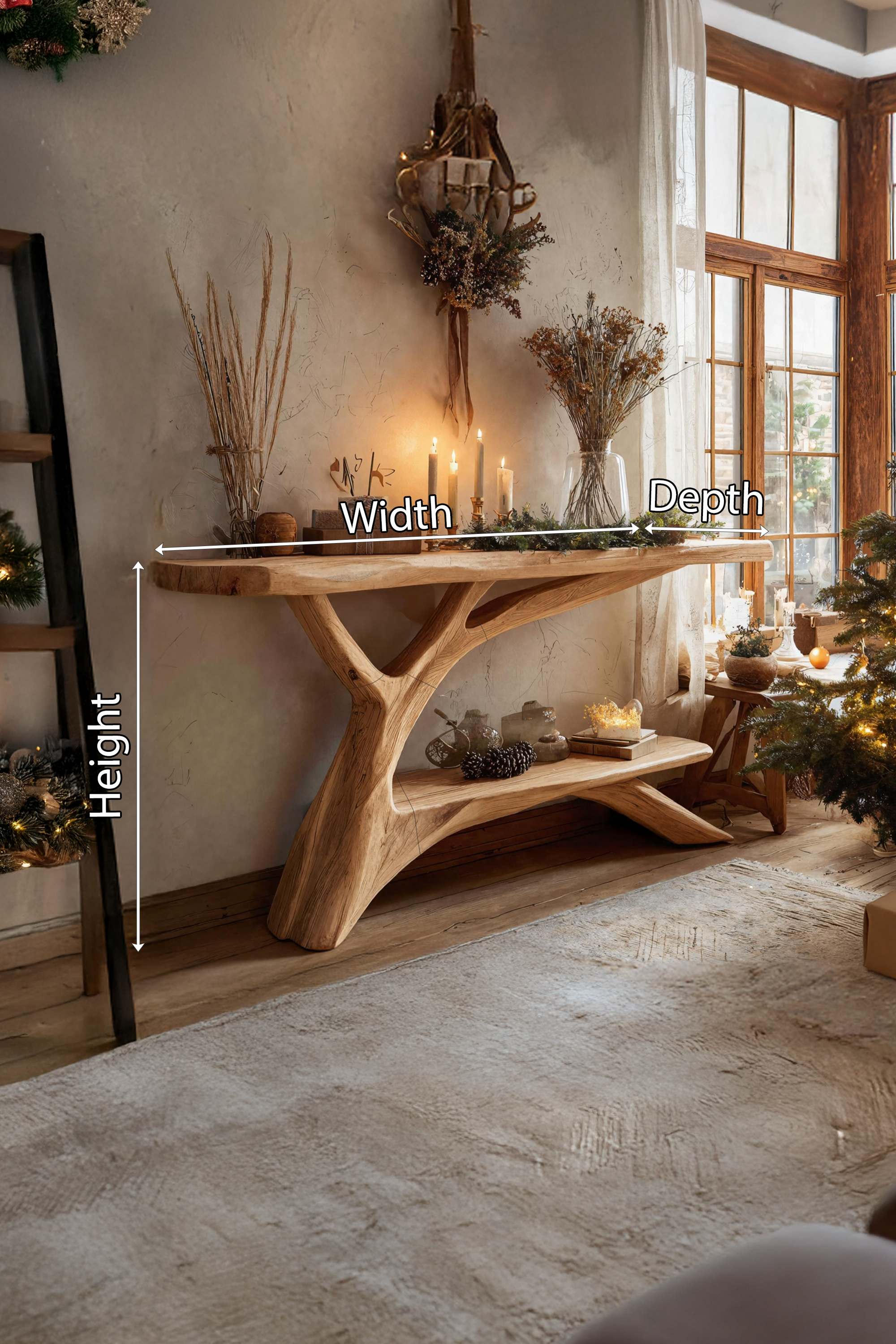 Mid Century Wooden Console Table For Christmas Entryway Decoration SILDTTNCSC010