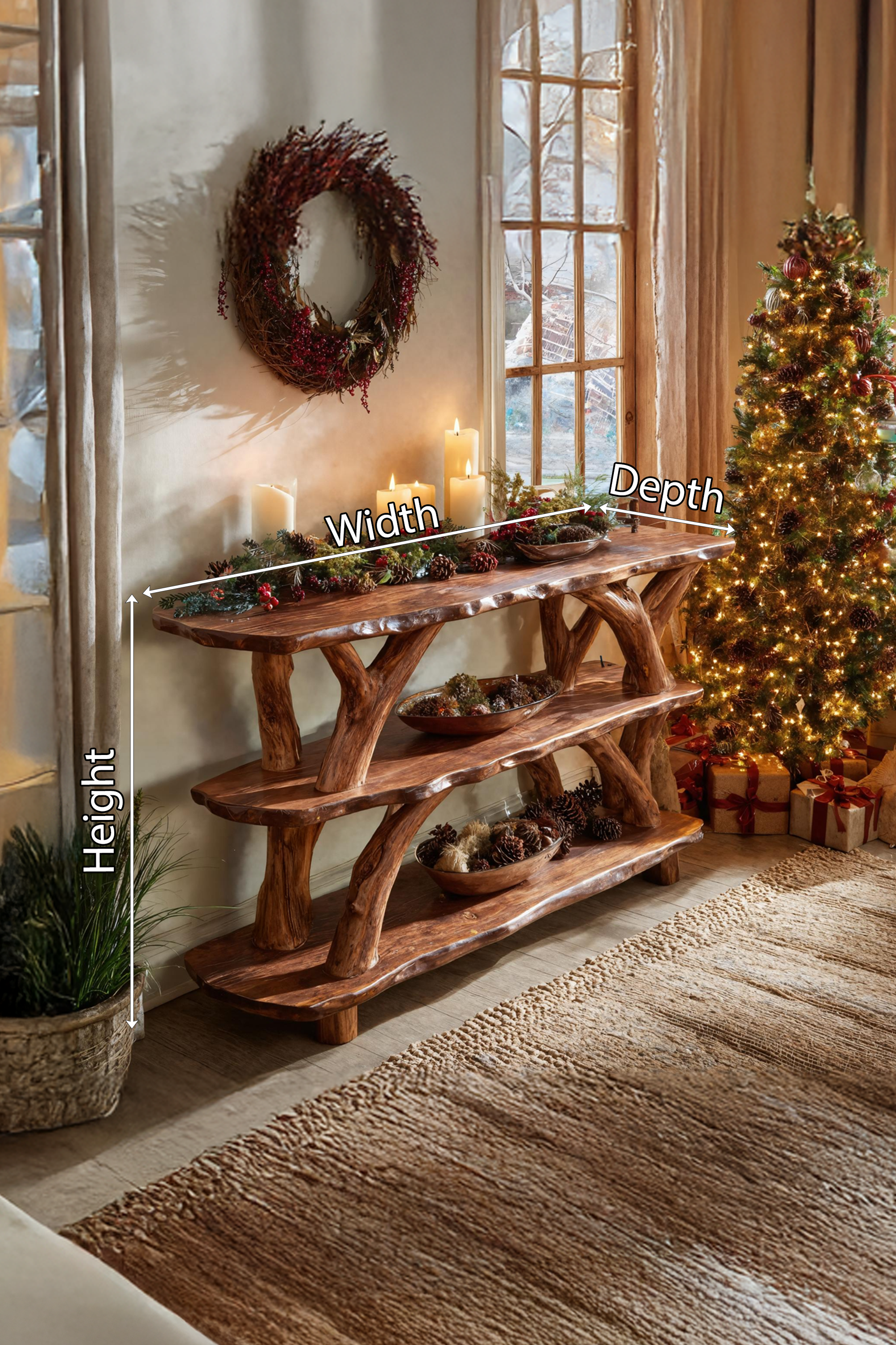 Modern Live Edge Console Table For Christmas Home Furniture Style SILDTTNCSC012