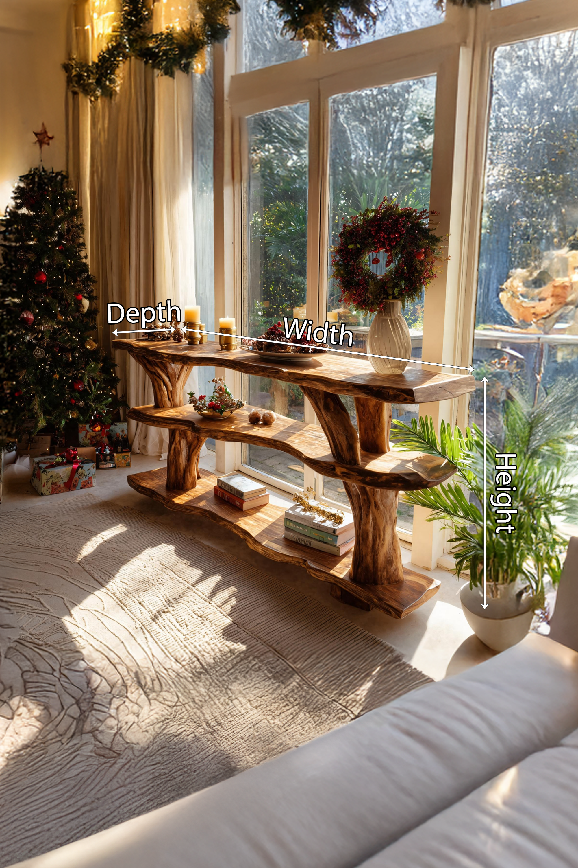 Rustic Wooden Live Edge Console Table For Christmas Furniture Accent SILDTTNCSC018