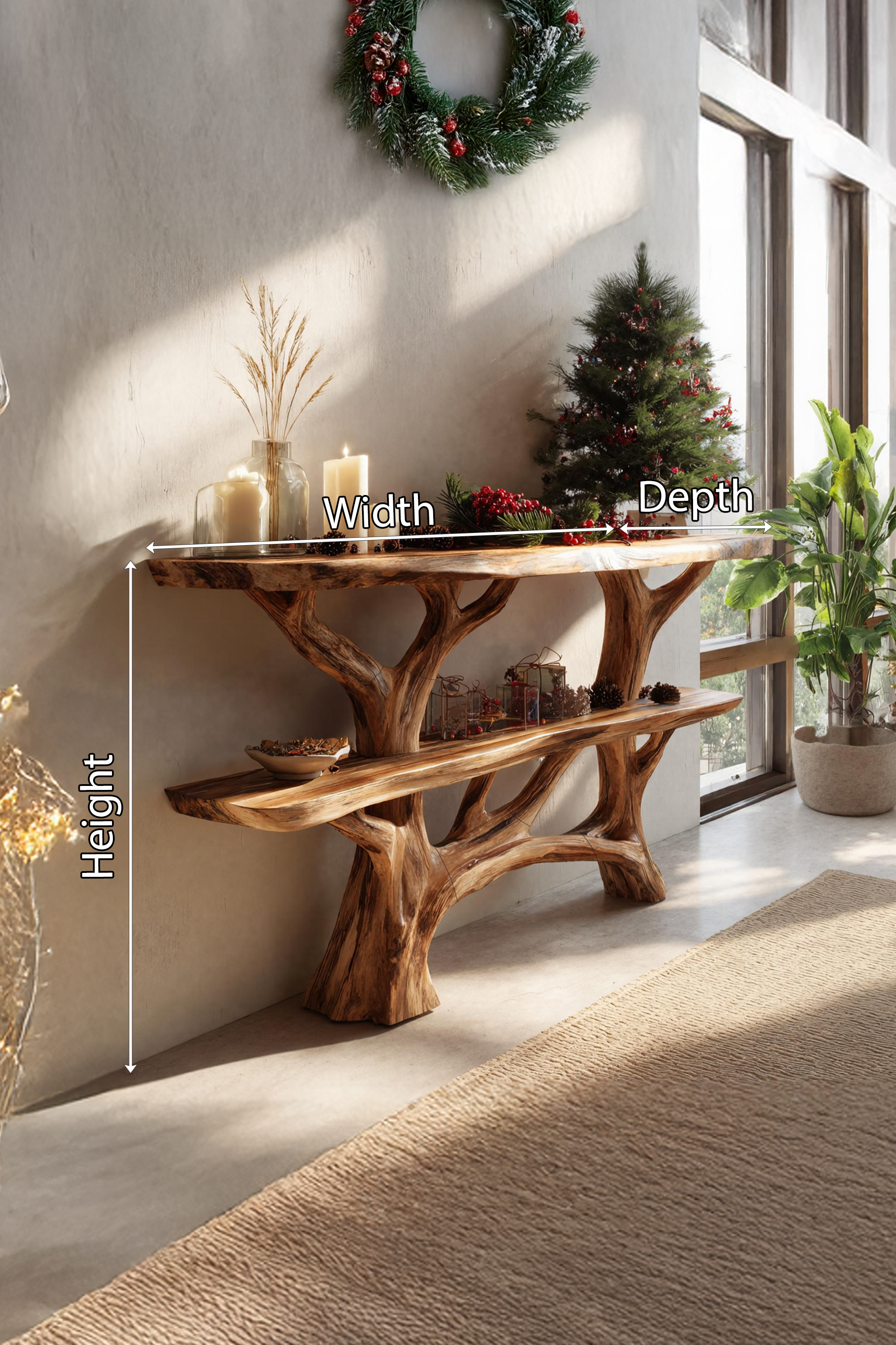 Modern Farmhouse Solid Wood Console Table For Holiday Living Room SILDTTNCSC017