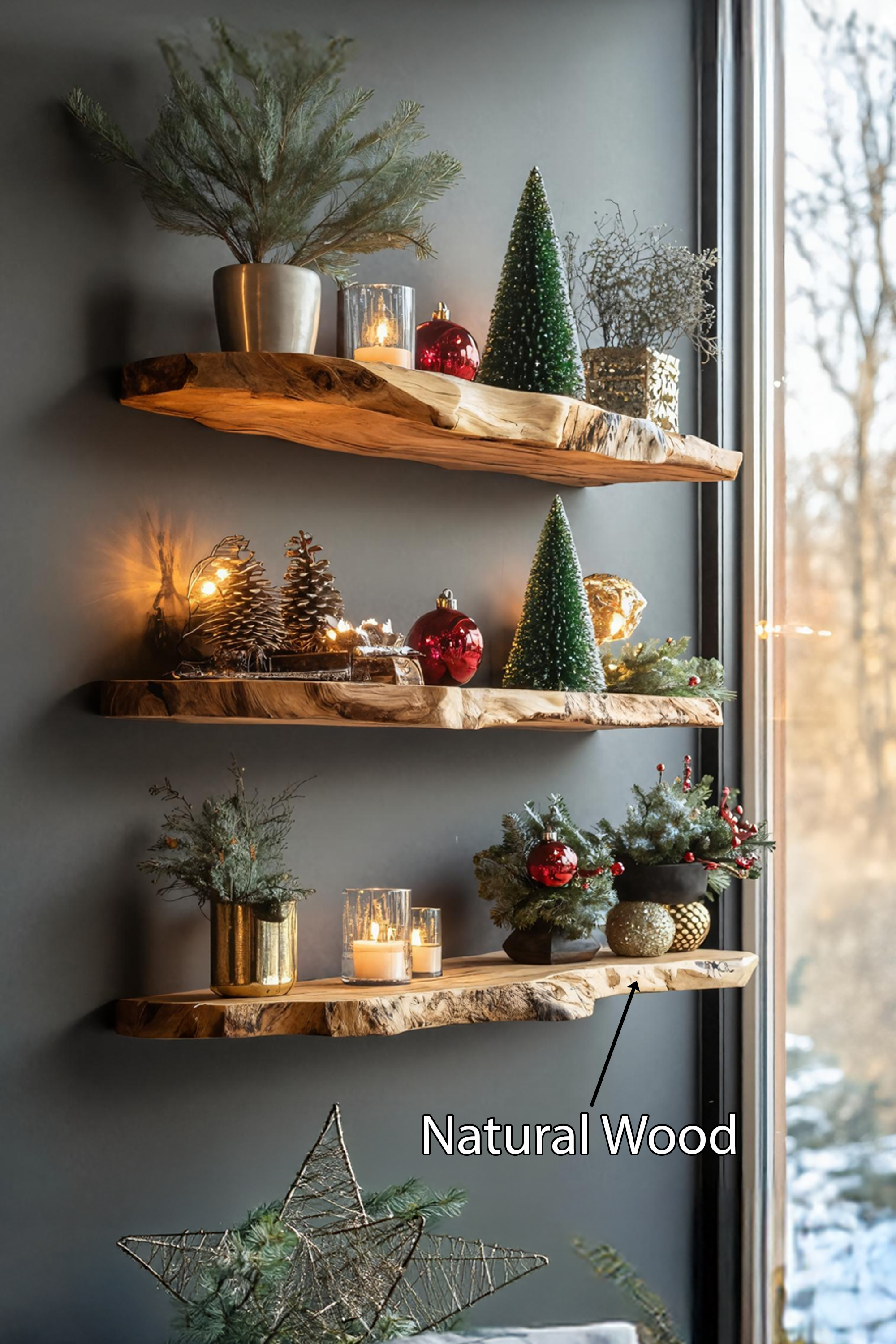 Farmhouse Live Edge Floating Shelf For Xmas Living Room Decoration SILDTTNCFL018