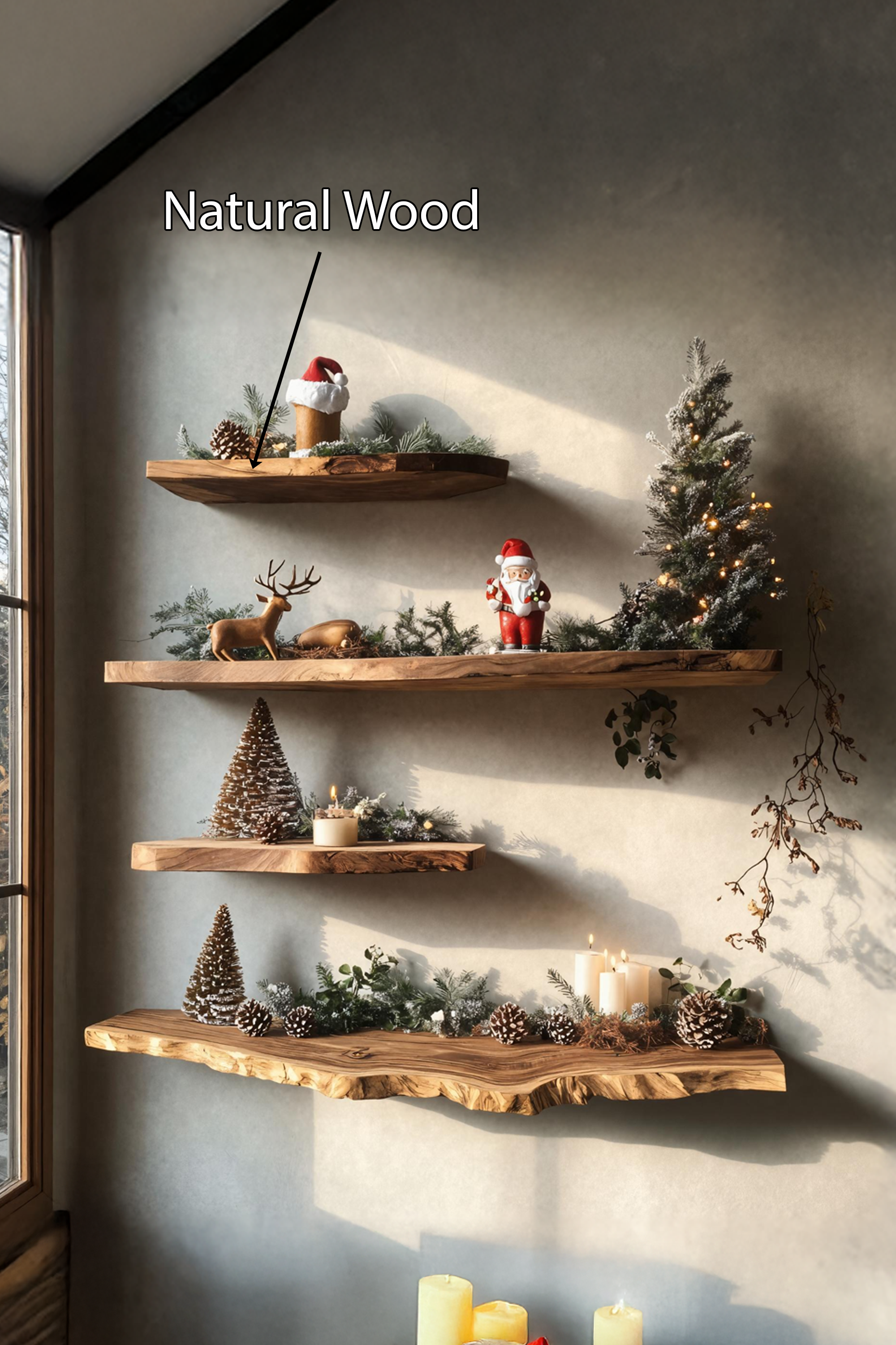Farmhouse Live Edge Floating Shelf For Festive Holiday Living Room SILDTTNCFL038