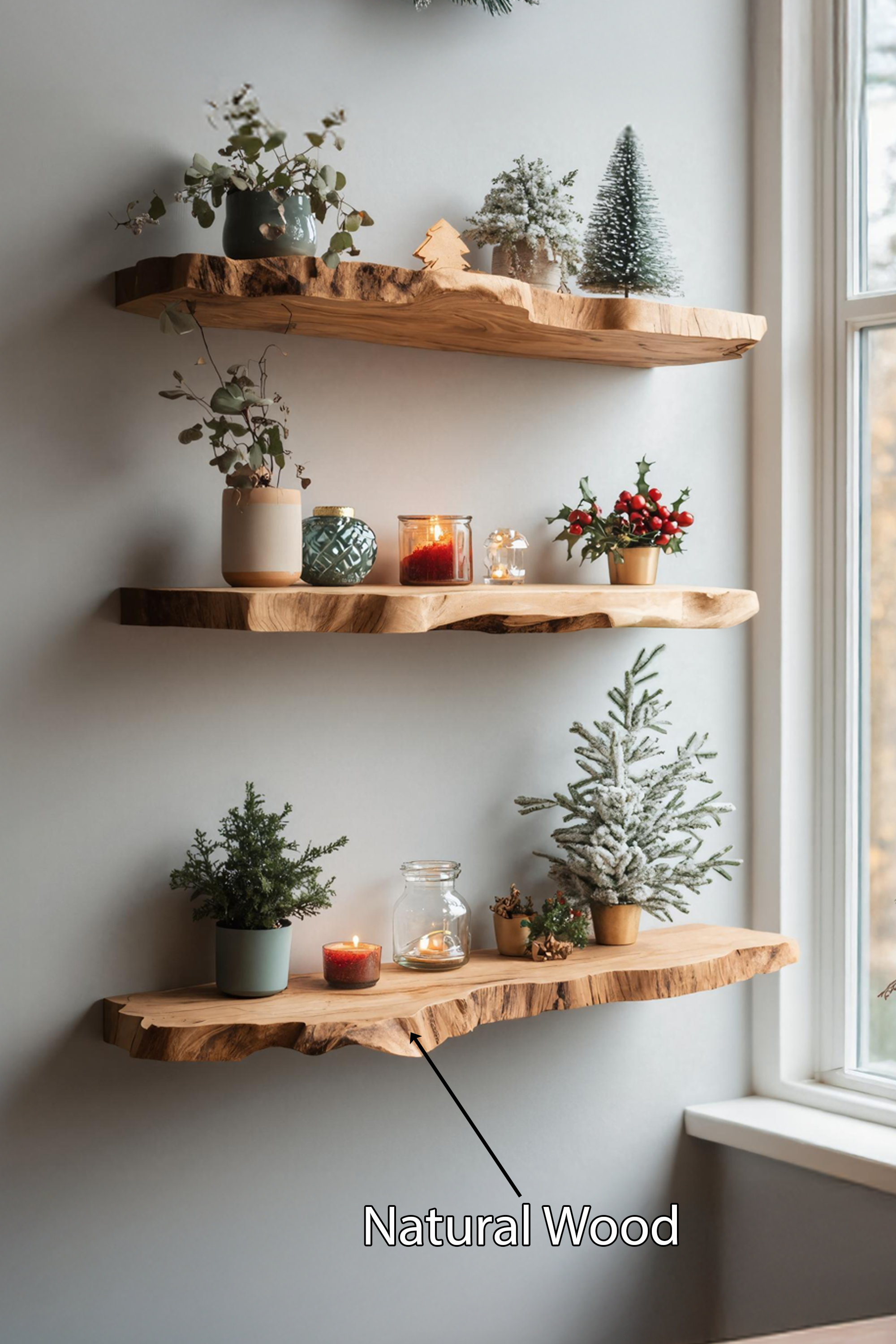 Farmhouse Wooden Floating Shelf For Holiday Living Room Furniture SILDTTNCFL026