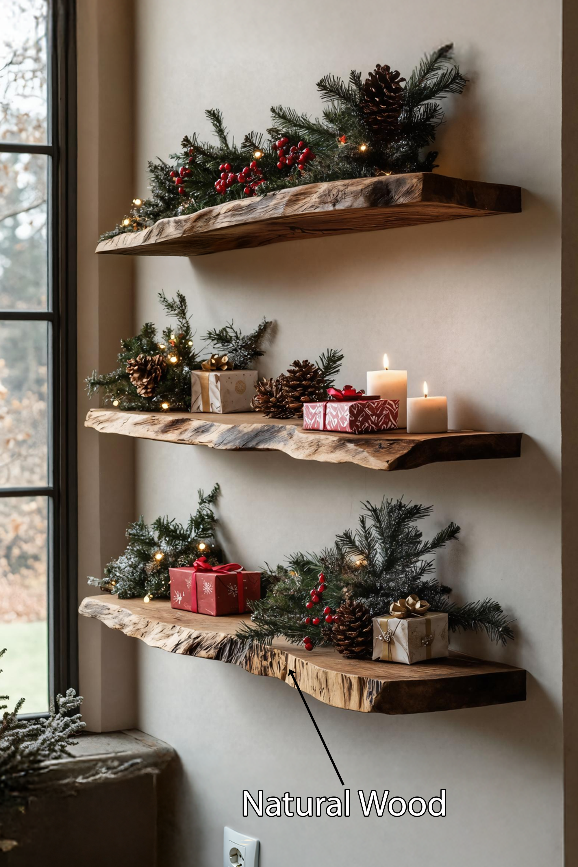 Farmhouse Wooden Floating Shelf For Xmas Entryway Furniture Decor SILDTTNCFL034