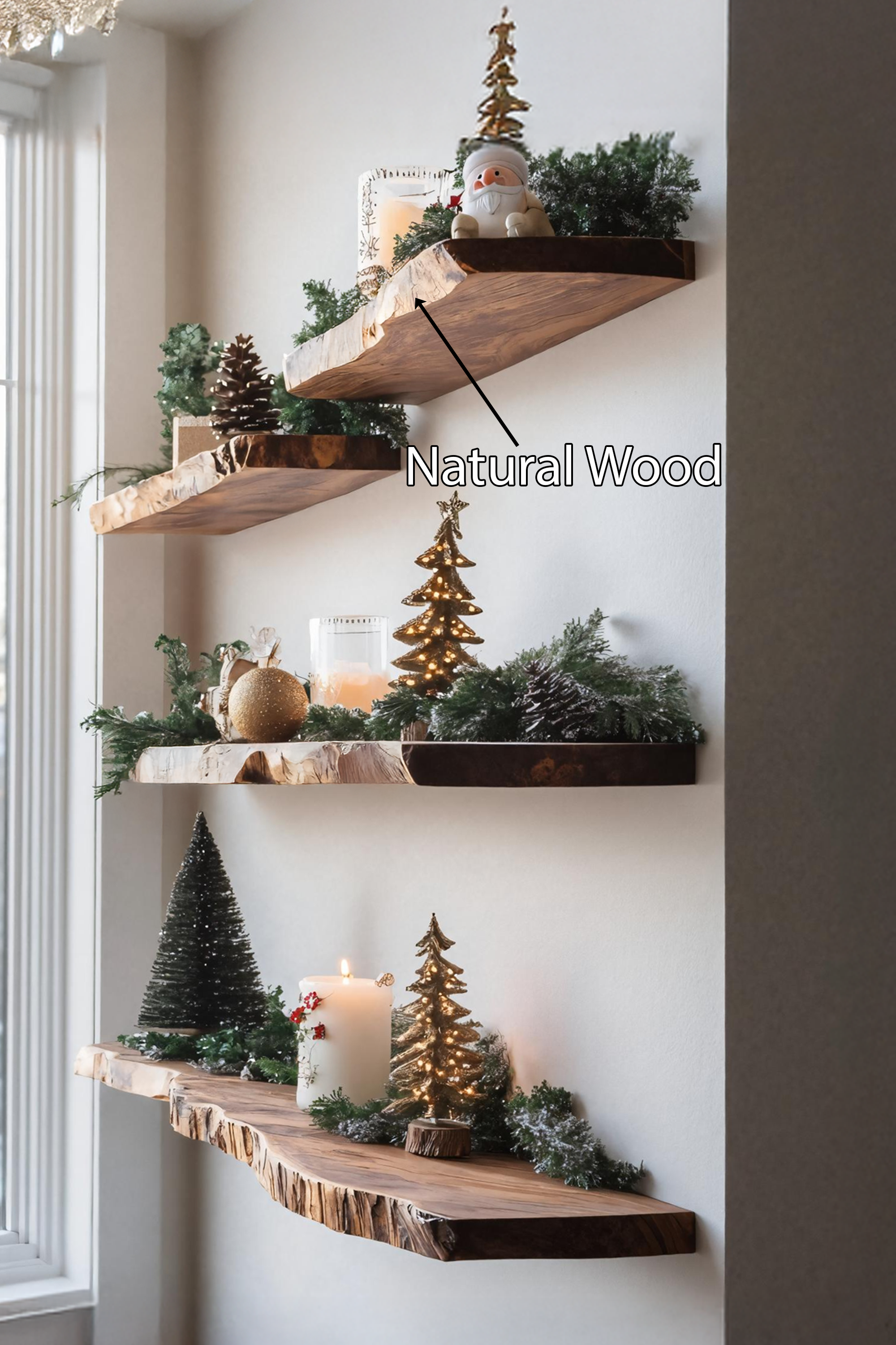 Modern Live Edge Floating Shelf For Festive Xmas Bedroom Decoration SILDTTNCFL048