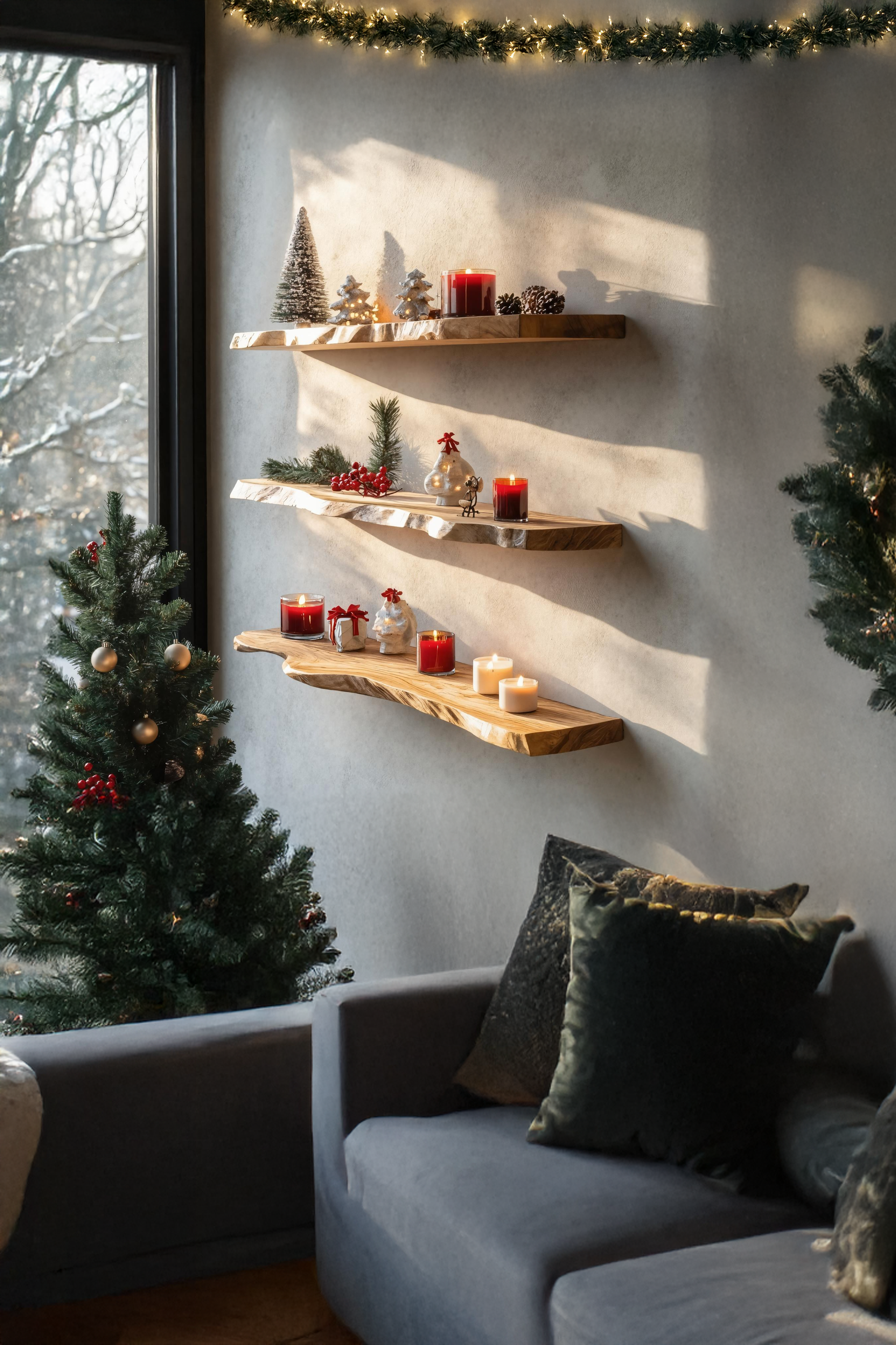 Modern Solid Wood Floating Shelf For Christmas Living Room Design SILDTTNCFL032