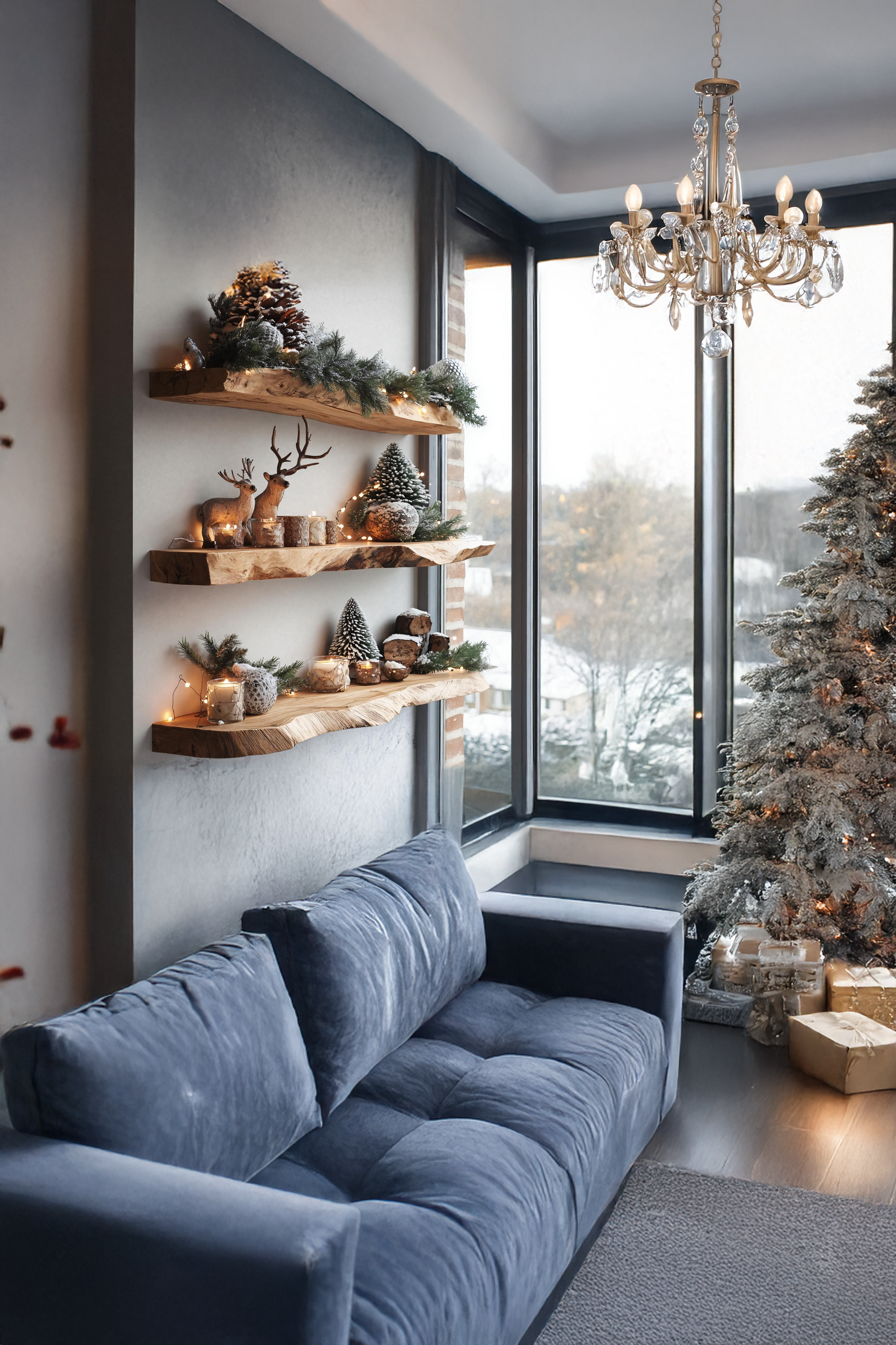 Farmhouse Solid Wood Floating Shelf For Living Room Xmas Decoration SILDTTNCFL030