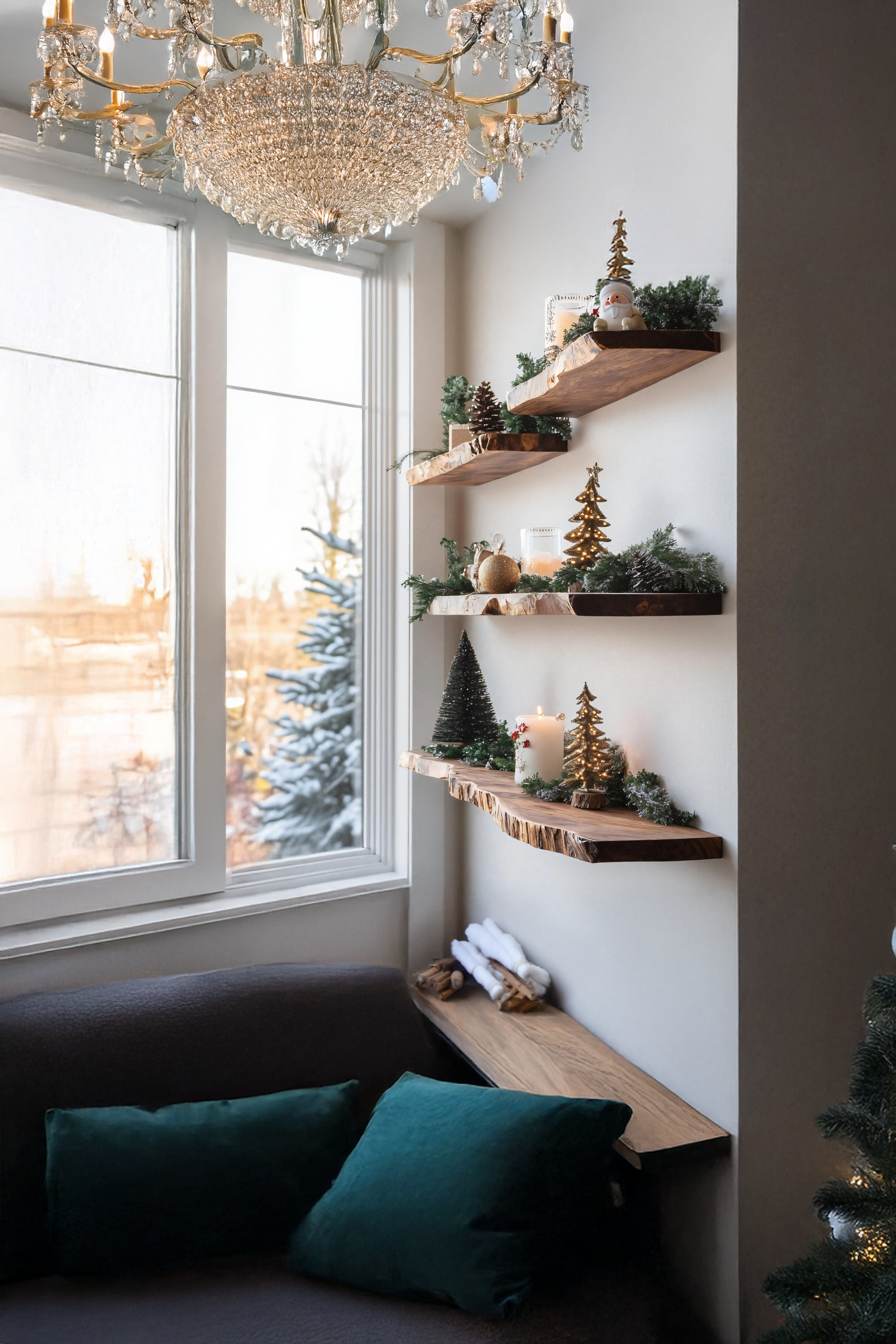 Modern Live Edge Floating Shelf For Festive Xmas Bedroom Decoration SILDTTNCFL048