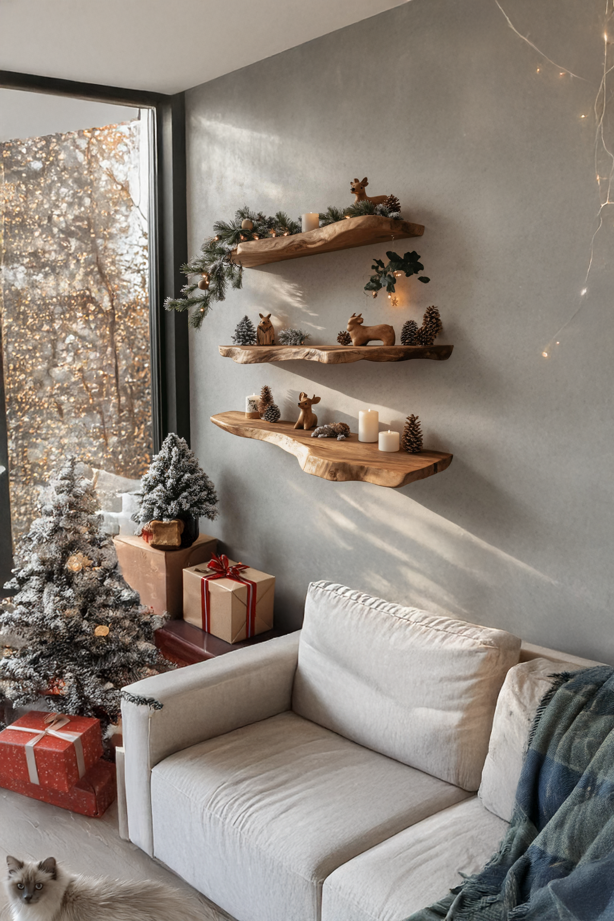 Farmhouse Solid Wood Floating Shelf For Festive Bedroom Decoration SILDTTNCFL022