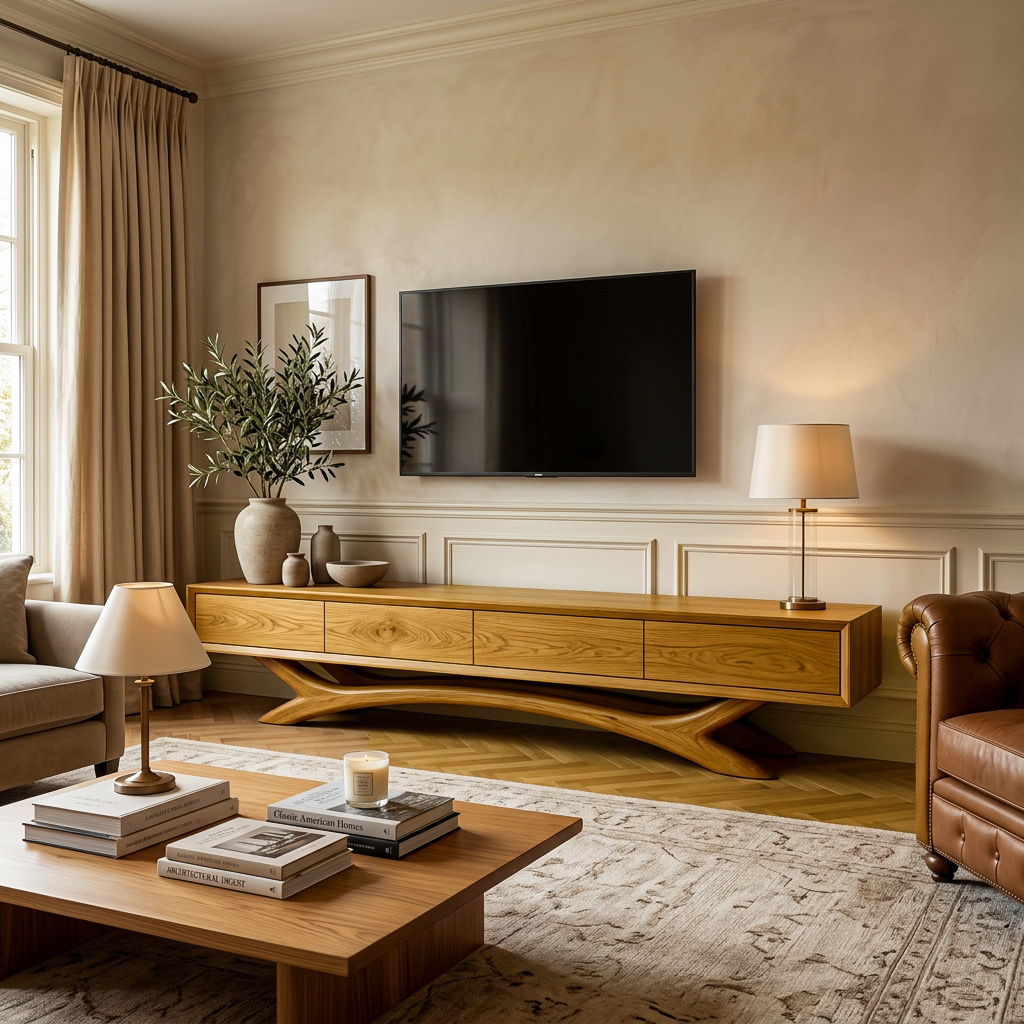 Modern TV Cabinet Curved Based Design For Living Room Furniture RTTHTTTVC053