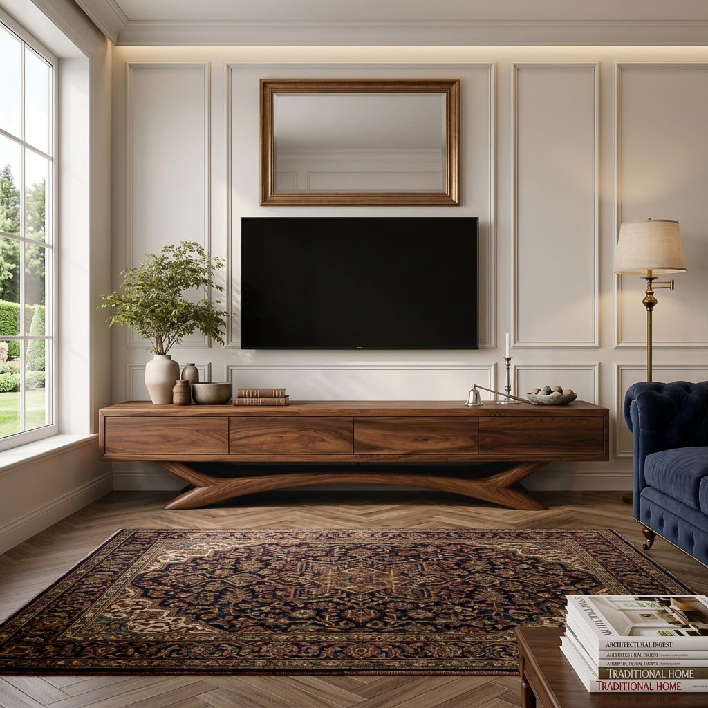 Modern TV Cabinet Curved Based Design For Living Room Furniture RTTHTTTVC053
