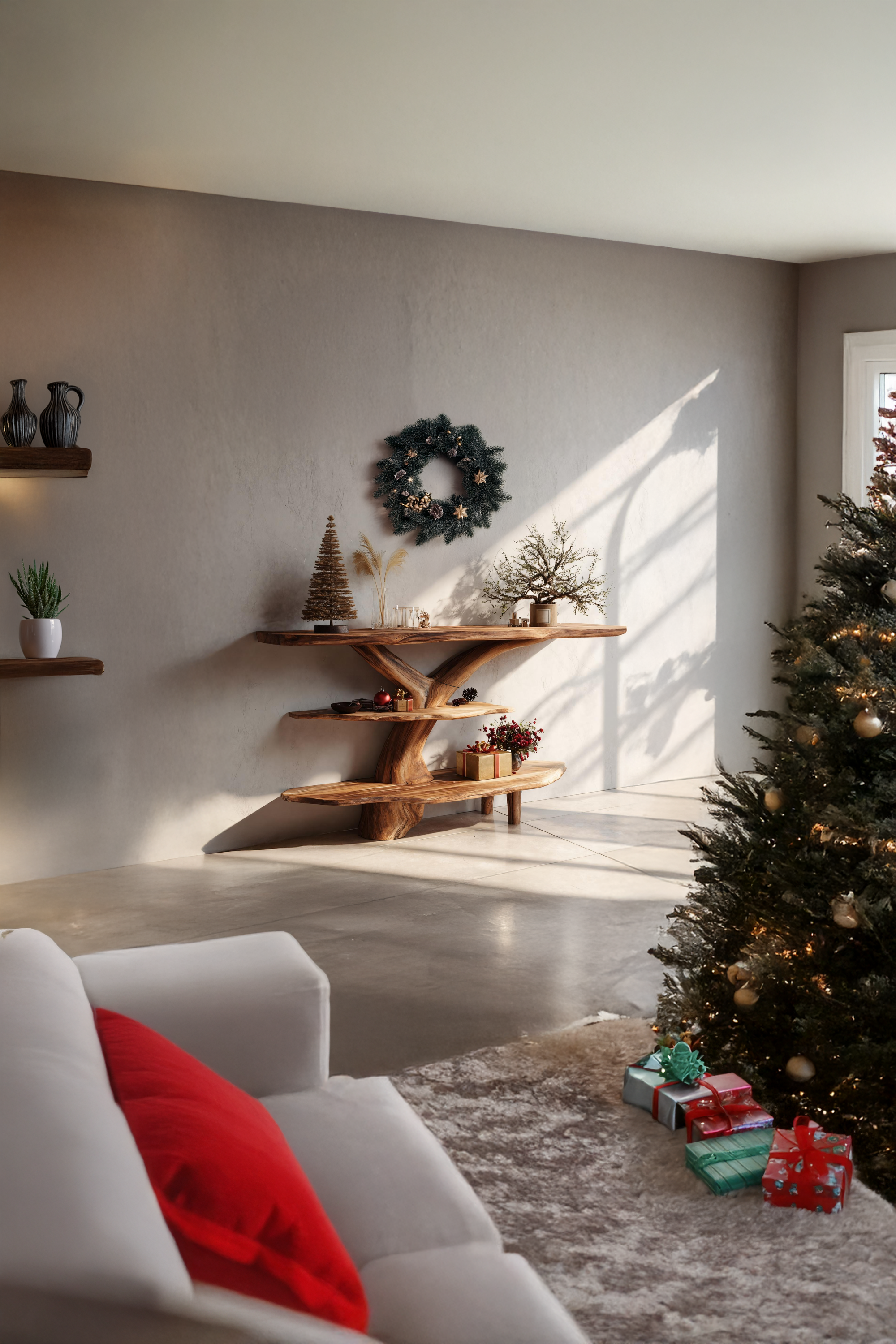 Mid Century Wooden Live Edge Console Table For Christmas Living Room Style SILDTTRCSC025