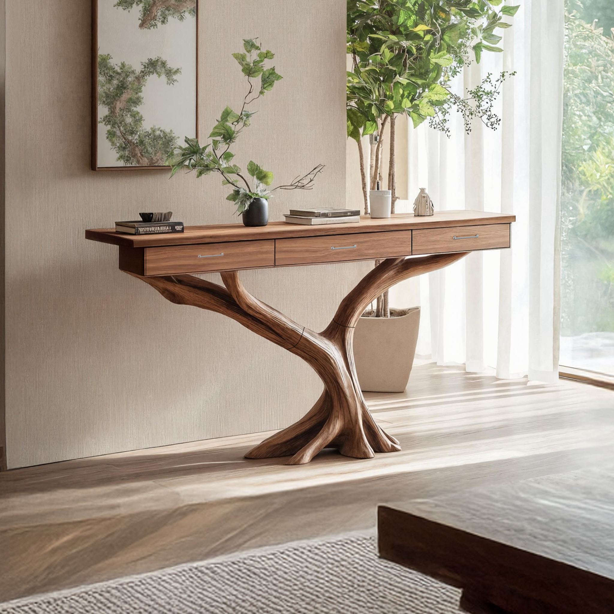 Farmhouse Live Edge Entryway Table For Furniture Decor With Storage SILDTTNCS019