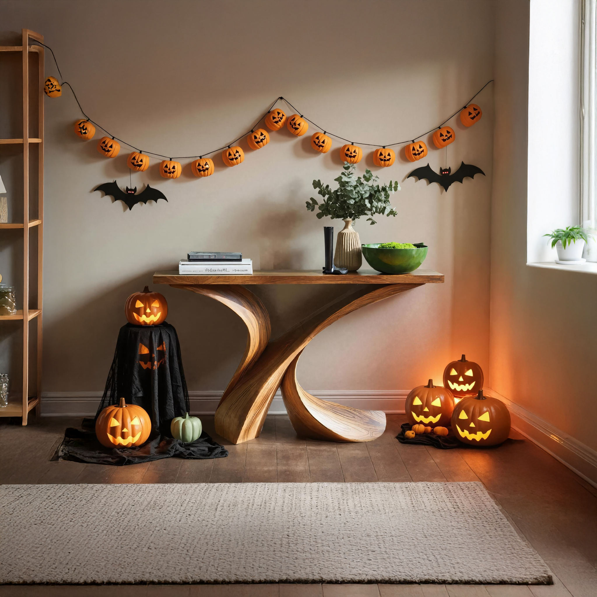 Mid Century Wooden Live Edge Console Table For Living Room Halloween Decor SILDTTRHCS001