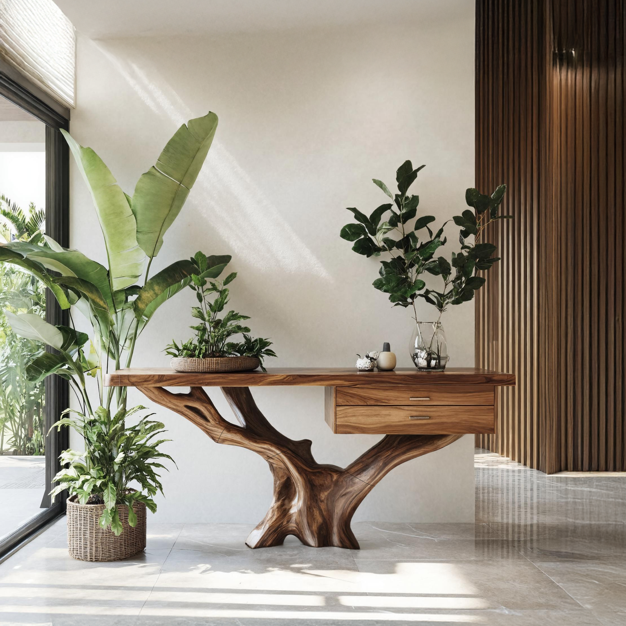 Mid Century Wooden Console Table For Living Room Modern Decor SILDTTRCS001