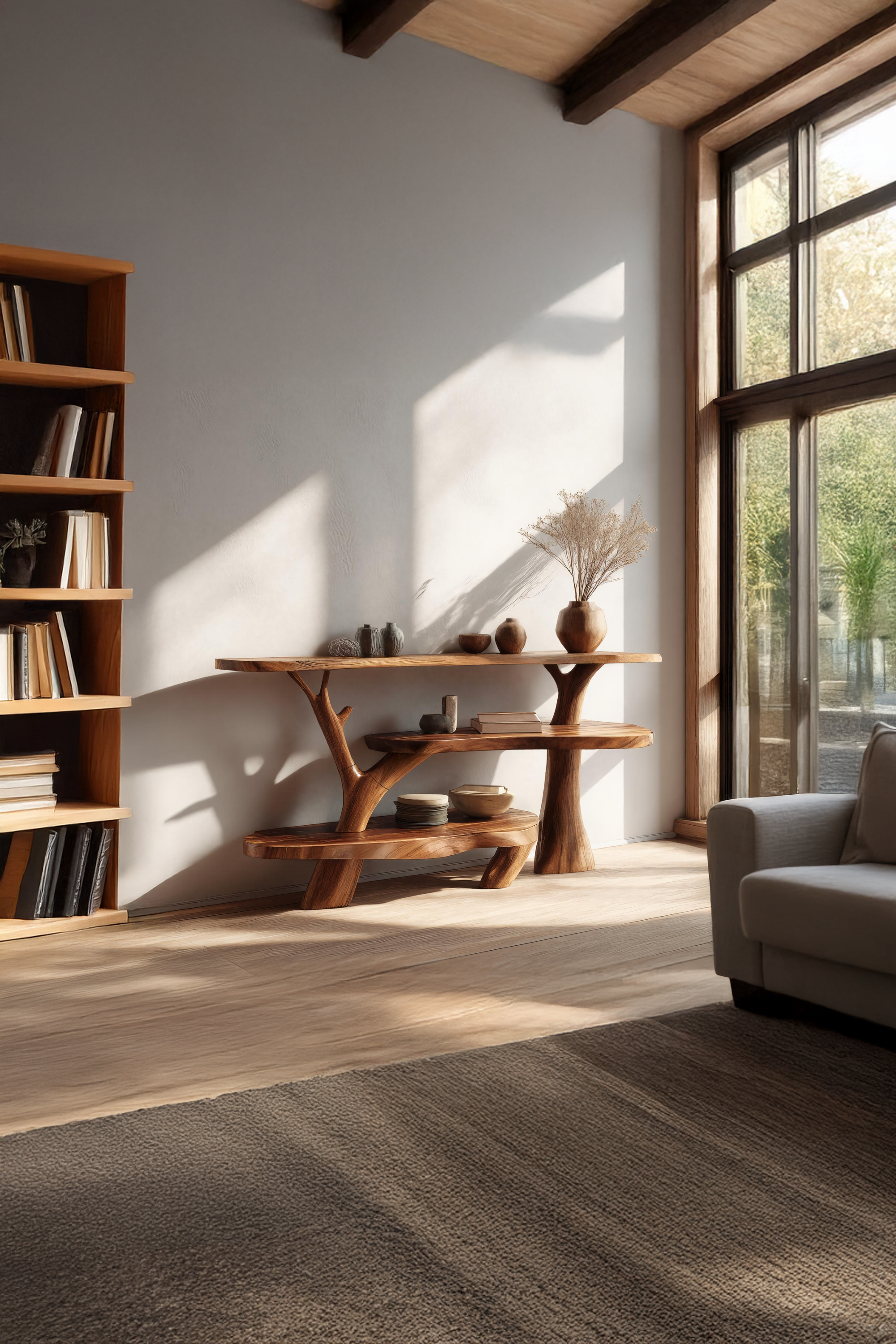 Handcrafted Live Edge Entryway Table For Bedroom Furniture Design SILDTTRCS038