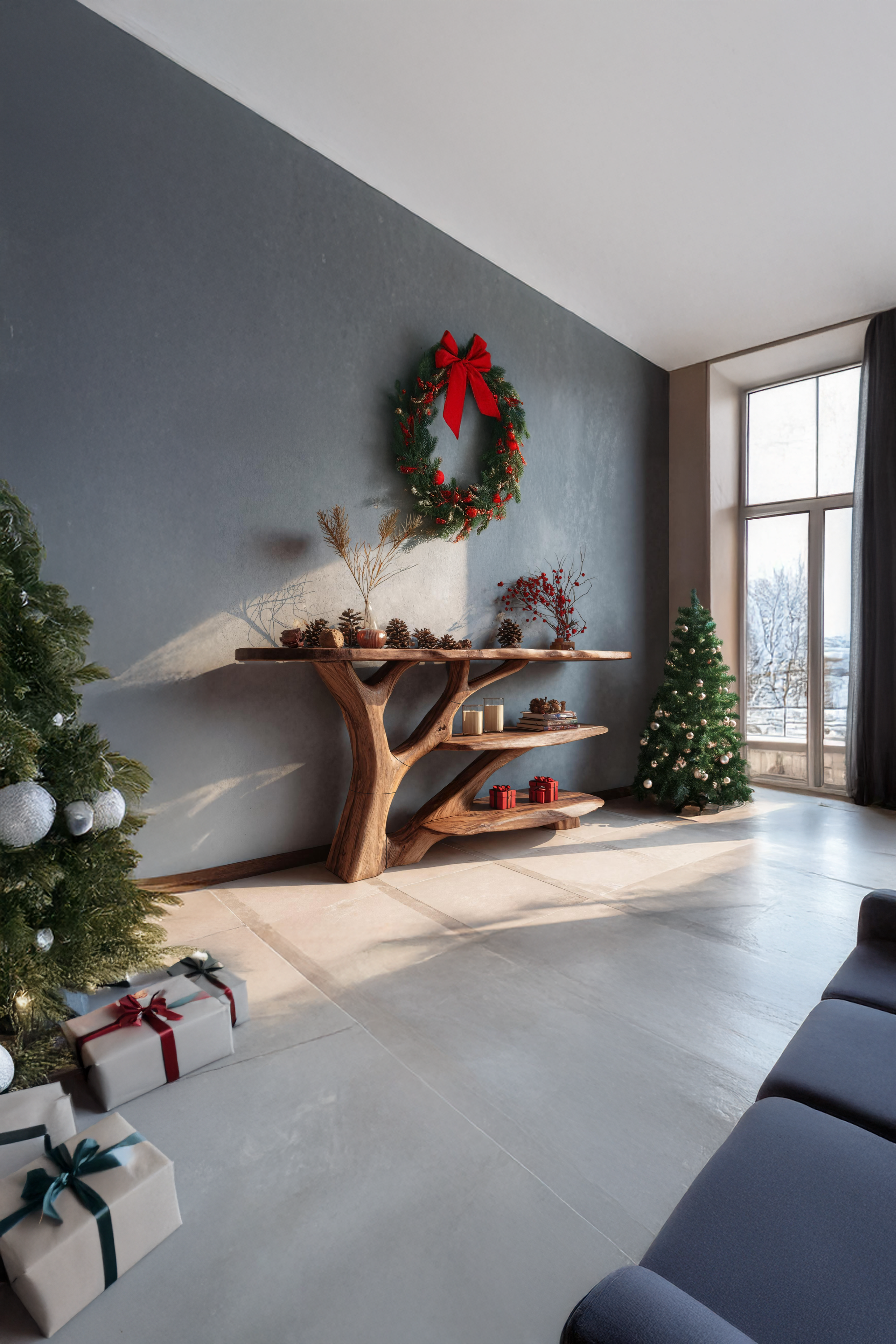 Handcrafted Live Edge Entryway Table For Seasonal Holiday Xmas Living Room SILDTTRCSC019