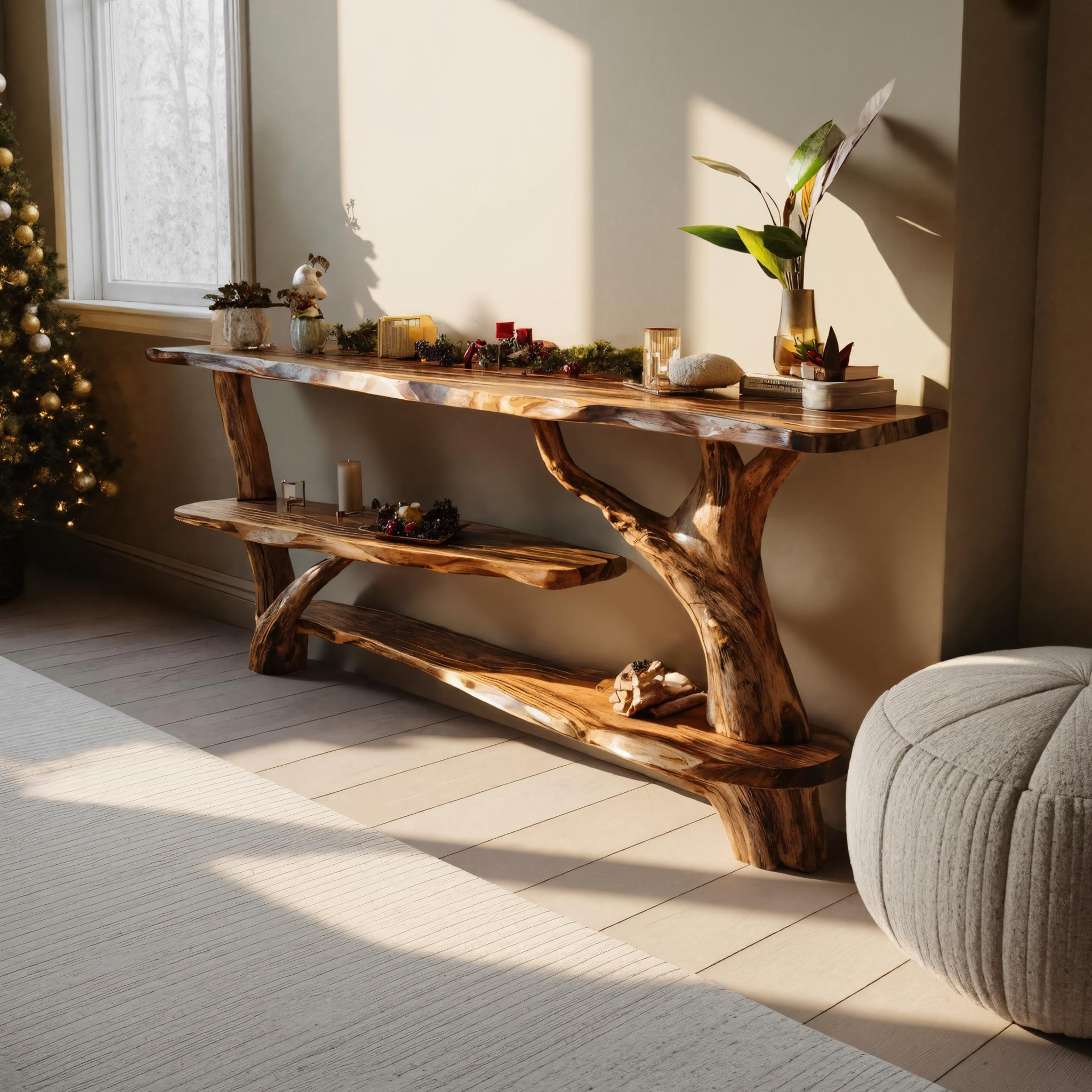 Farmhouse Wooden Console Table For Holiday Entryway Living Room SILDTTNCSC013