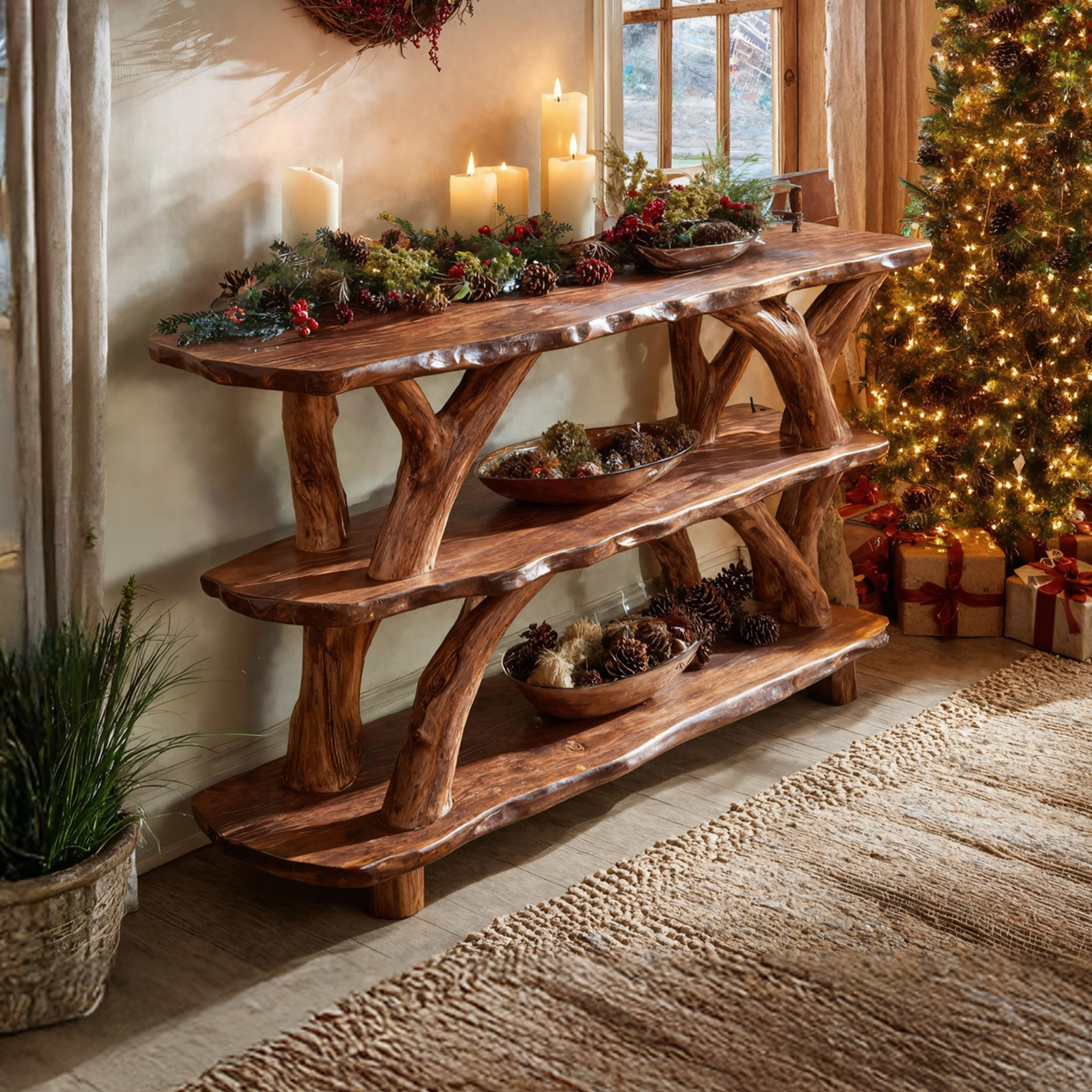 Modern Live Edge Console Table For Christmas Home Furniture Style SILDTTNCSC012