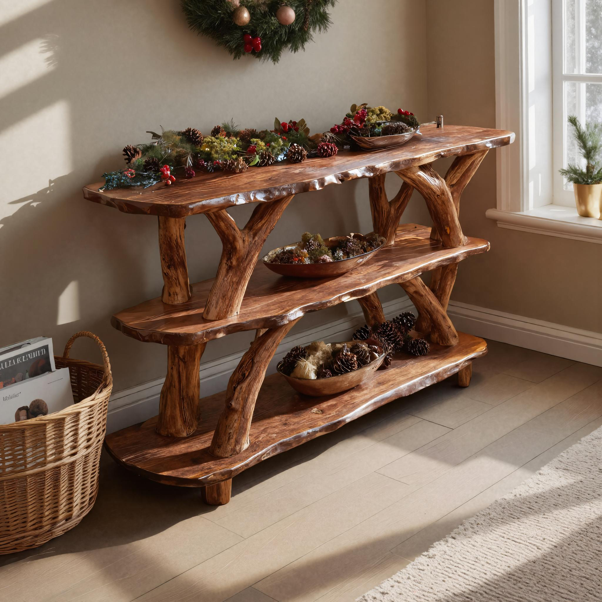 Modern Live Edge Console Table For Christmas Home Furniture Style SILDTTNCSC012