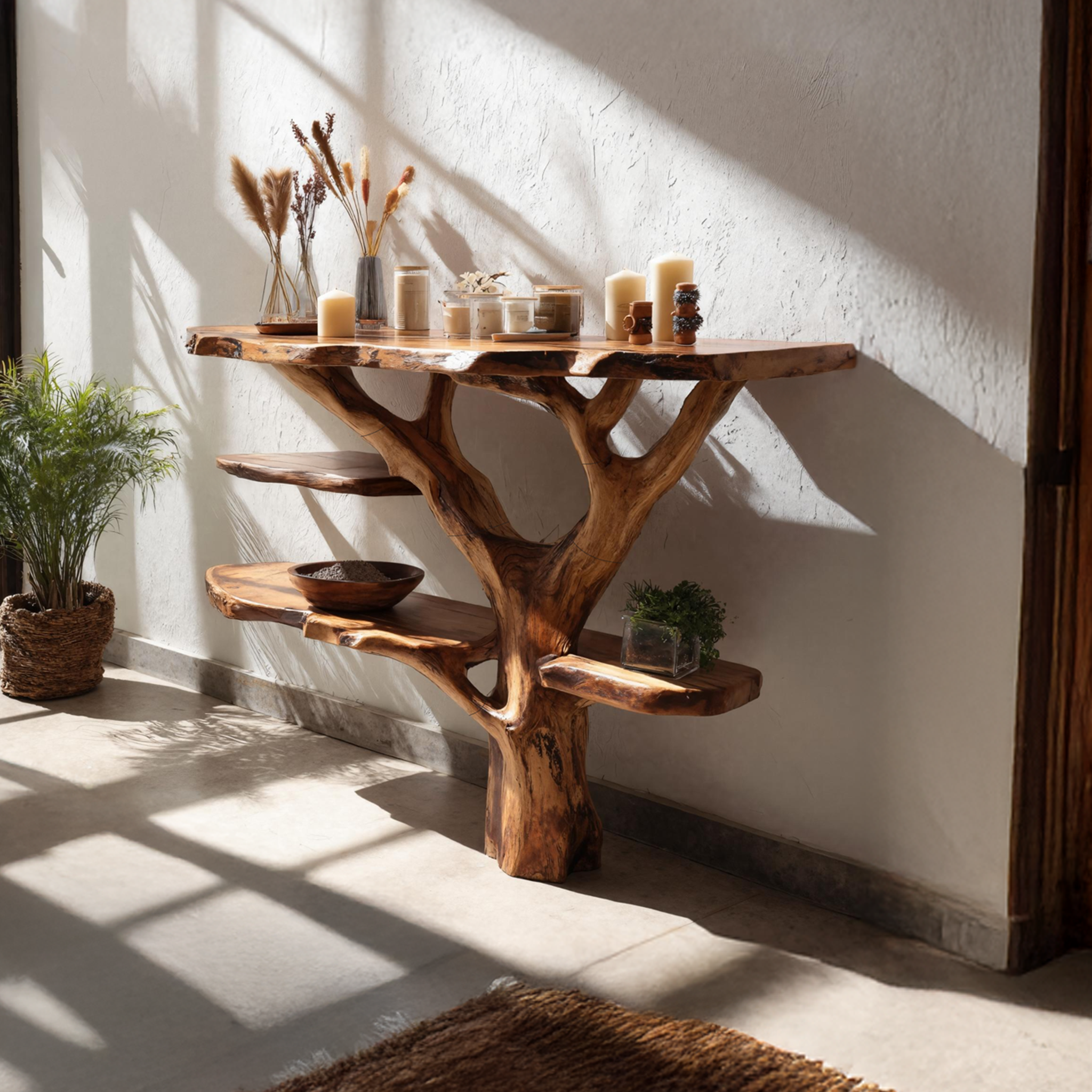 Handcrafted Wooden Live Edge Console Table For Stylish Furniture Decor SILDTTNCS052