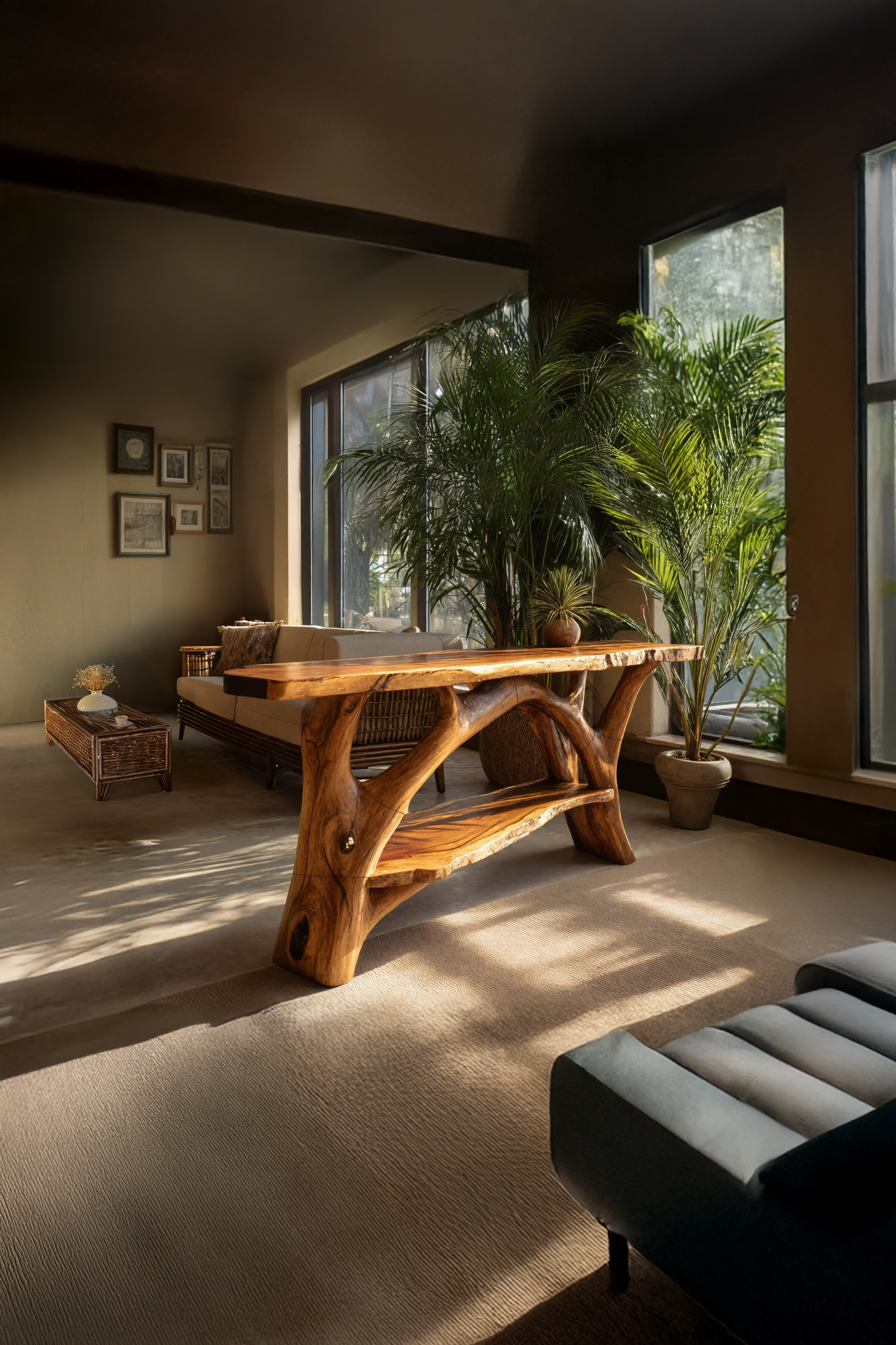 Mid Century Wooden Live Edge Console Table For Entryway Design SILDTTRCS028