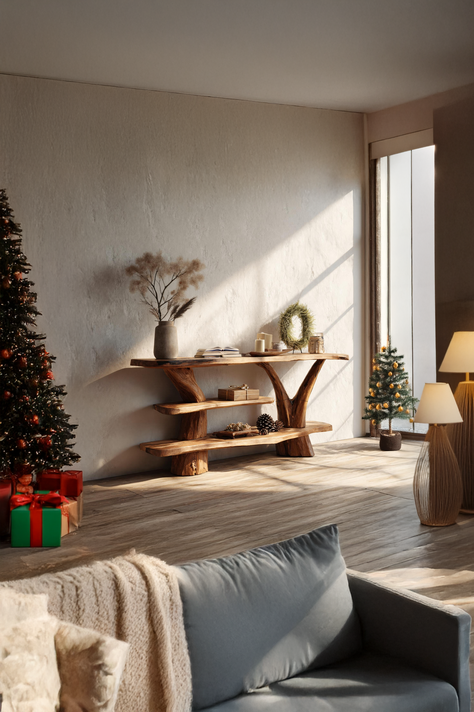 Handcrafted Solid Wood Console Table For Holiday Bedroom Christmas Design SILDTTRCSC047