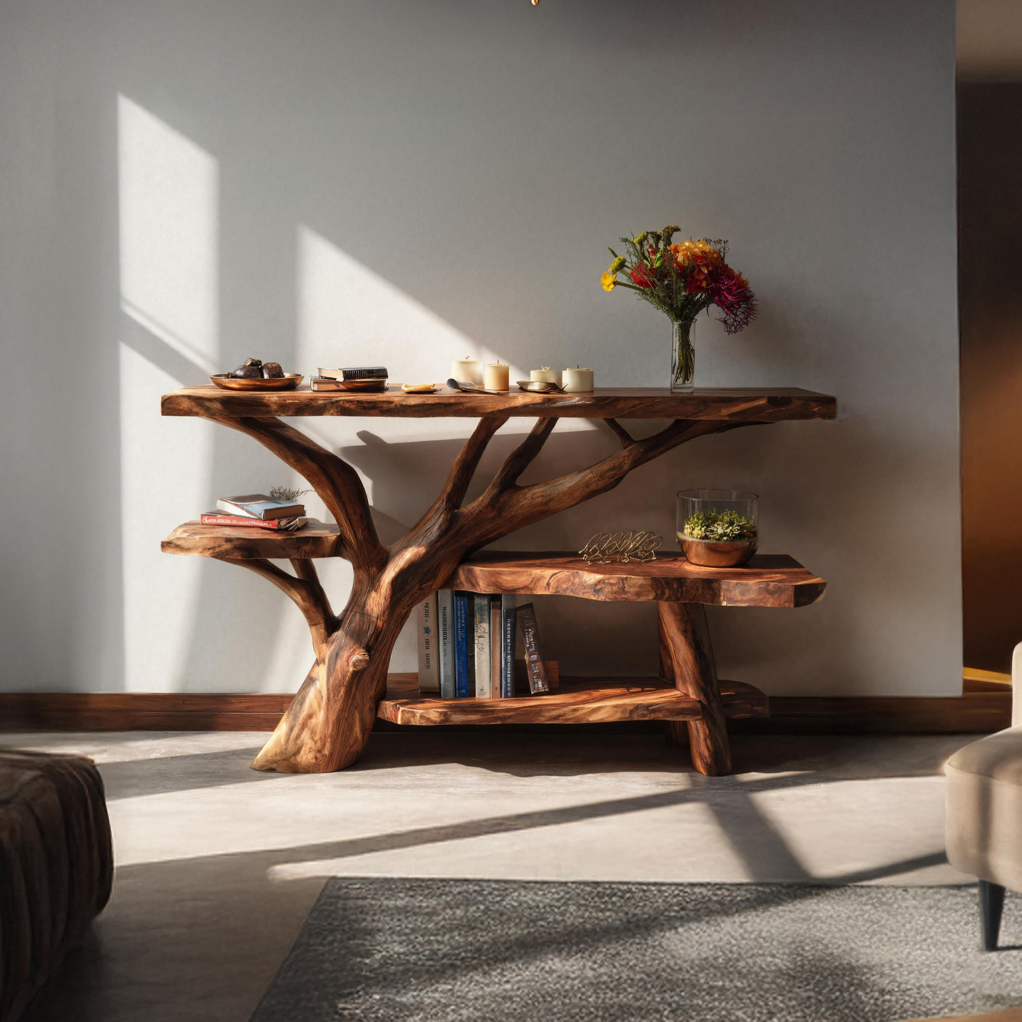 Handcrafted Live Edge Entryway Table For Bedroom Country Home Decoration SILDTTNCS049