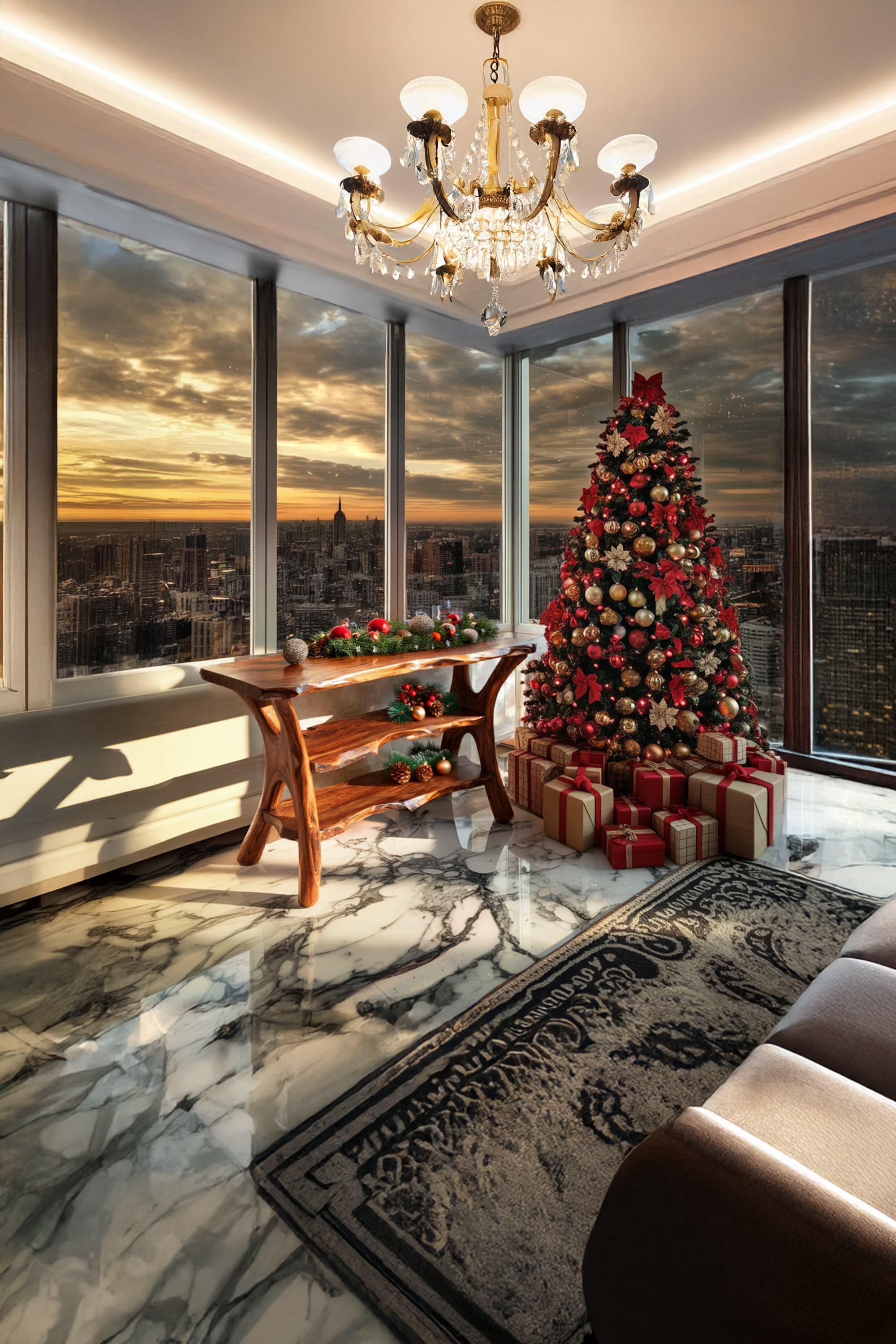 Farmhouse Wooden Live Edge Console Table For Seasonal Holiday Bedroom Decor SILDTTRCSC038