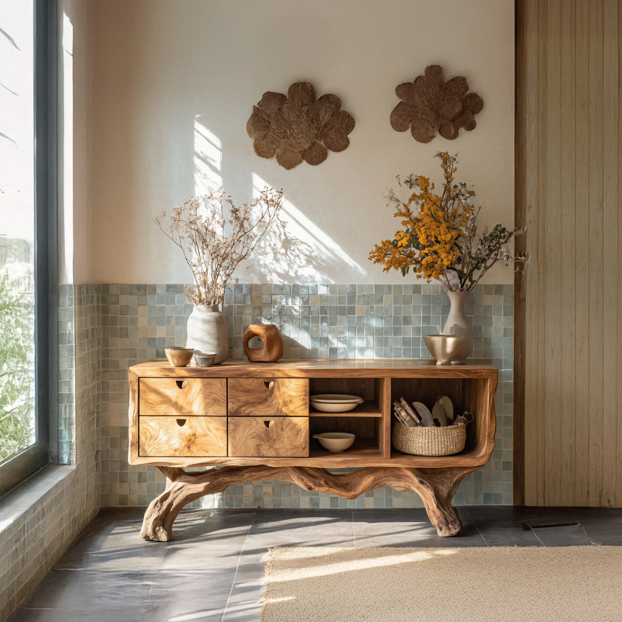 Farmhouse Wooden Console Table For Vintage Living Room SILDTTRCS014