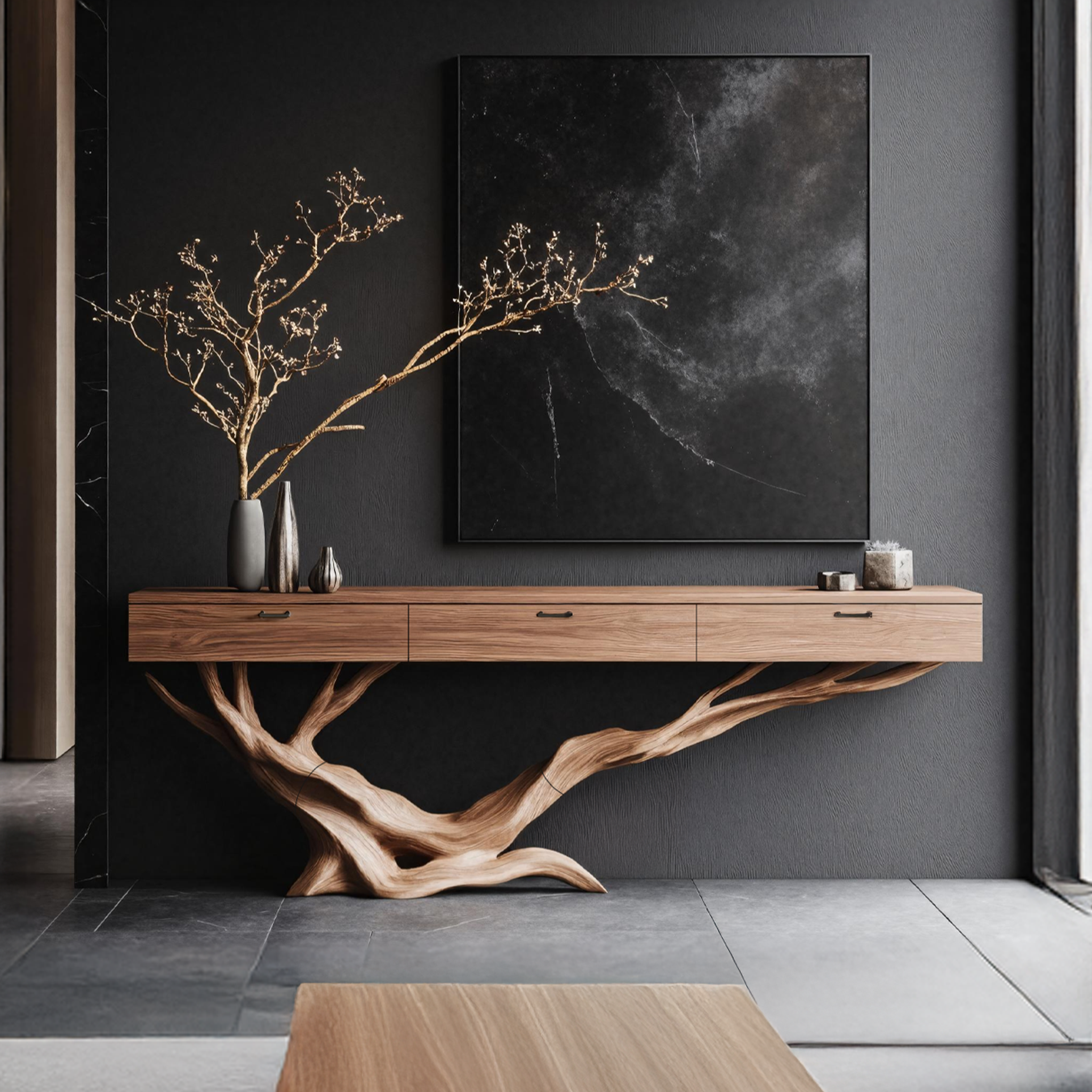 Mid Century Live Edge Entryway Table For Furniture Decor Modern SILDTTNCS006