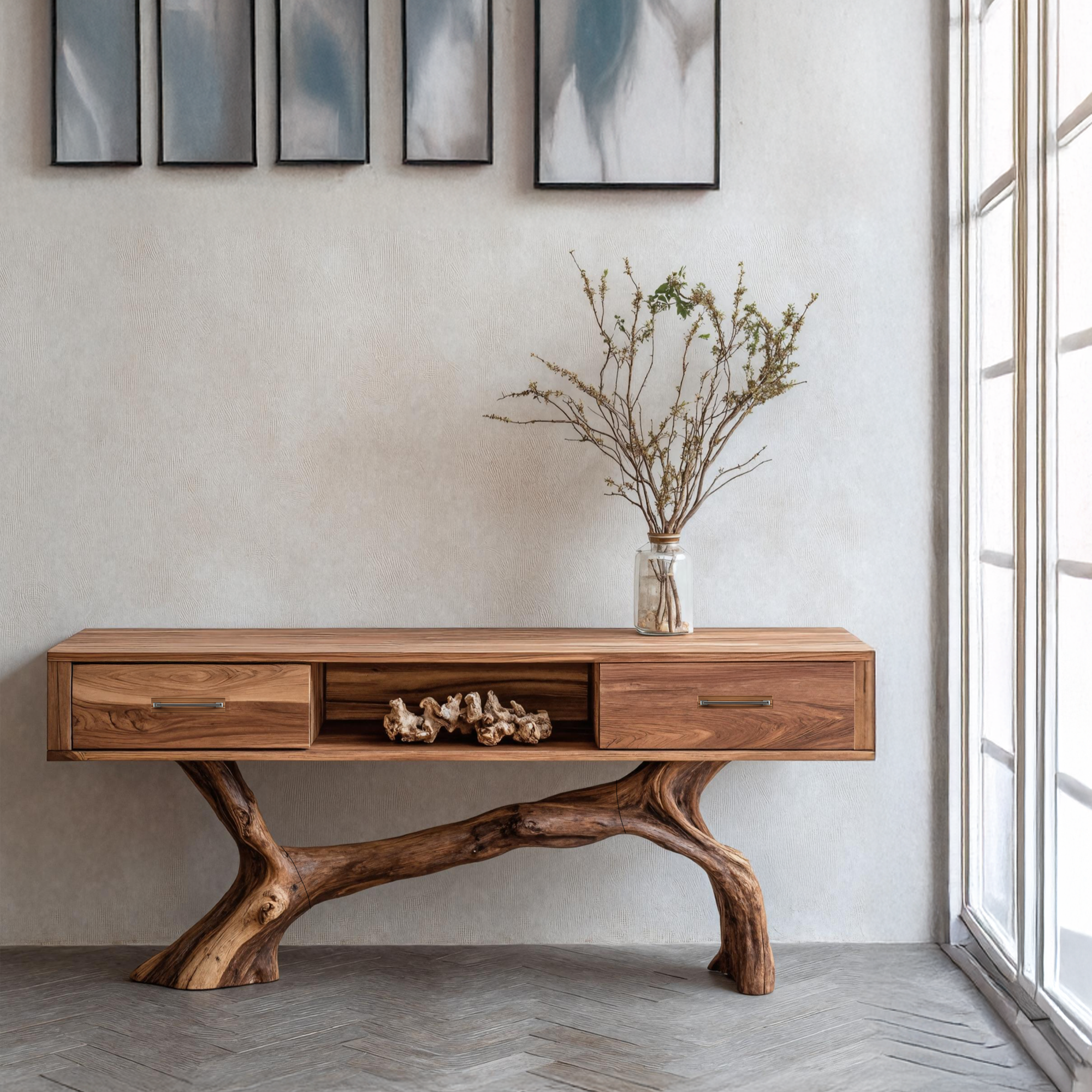 Handcrafted Live Edge Entryway Table For Furniture Decor Accent SILDTTRCS007