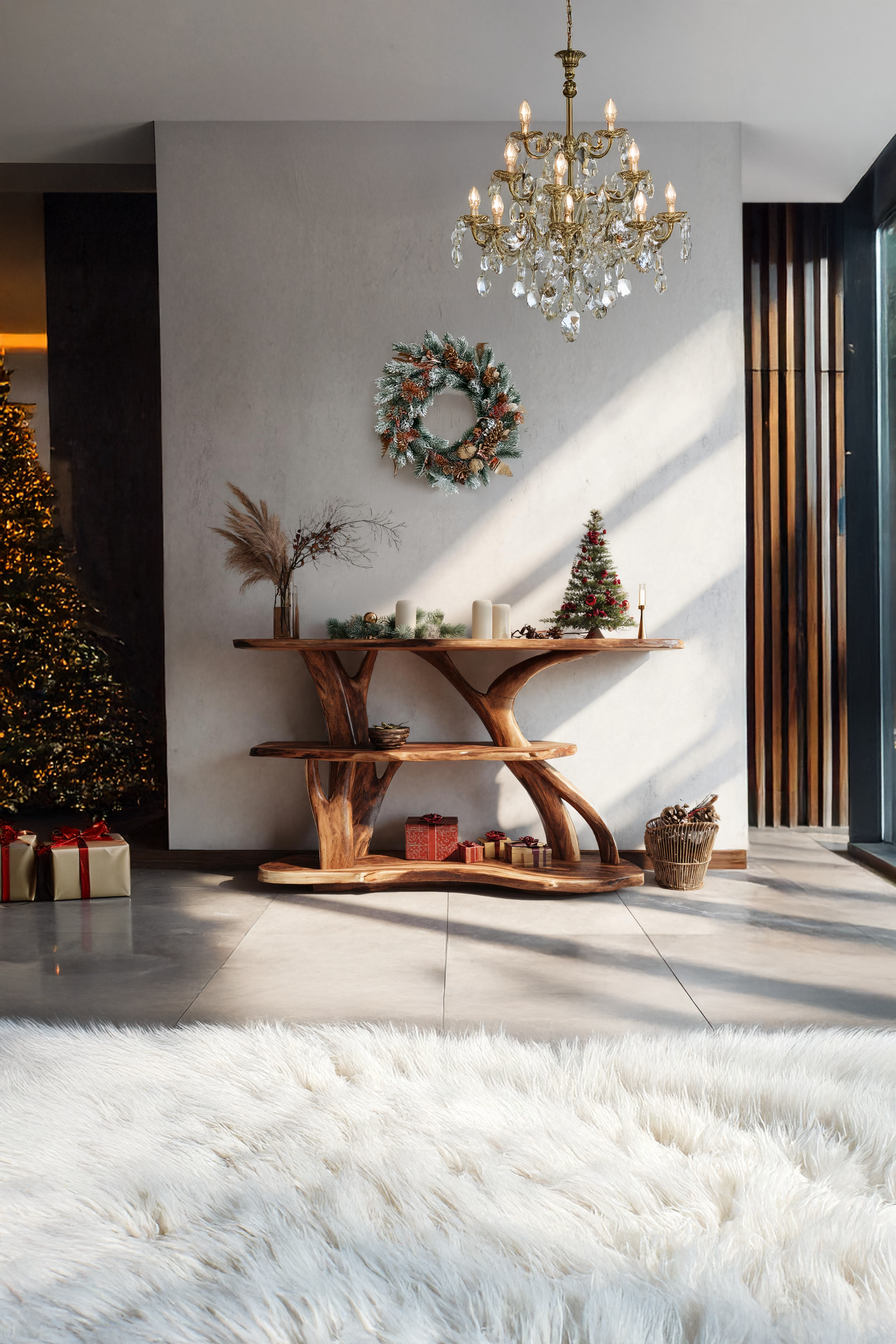 Mid Century Solid Wood Console Table For Christmas Bedroom Holiday Decor SILDTTRCSC045