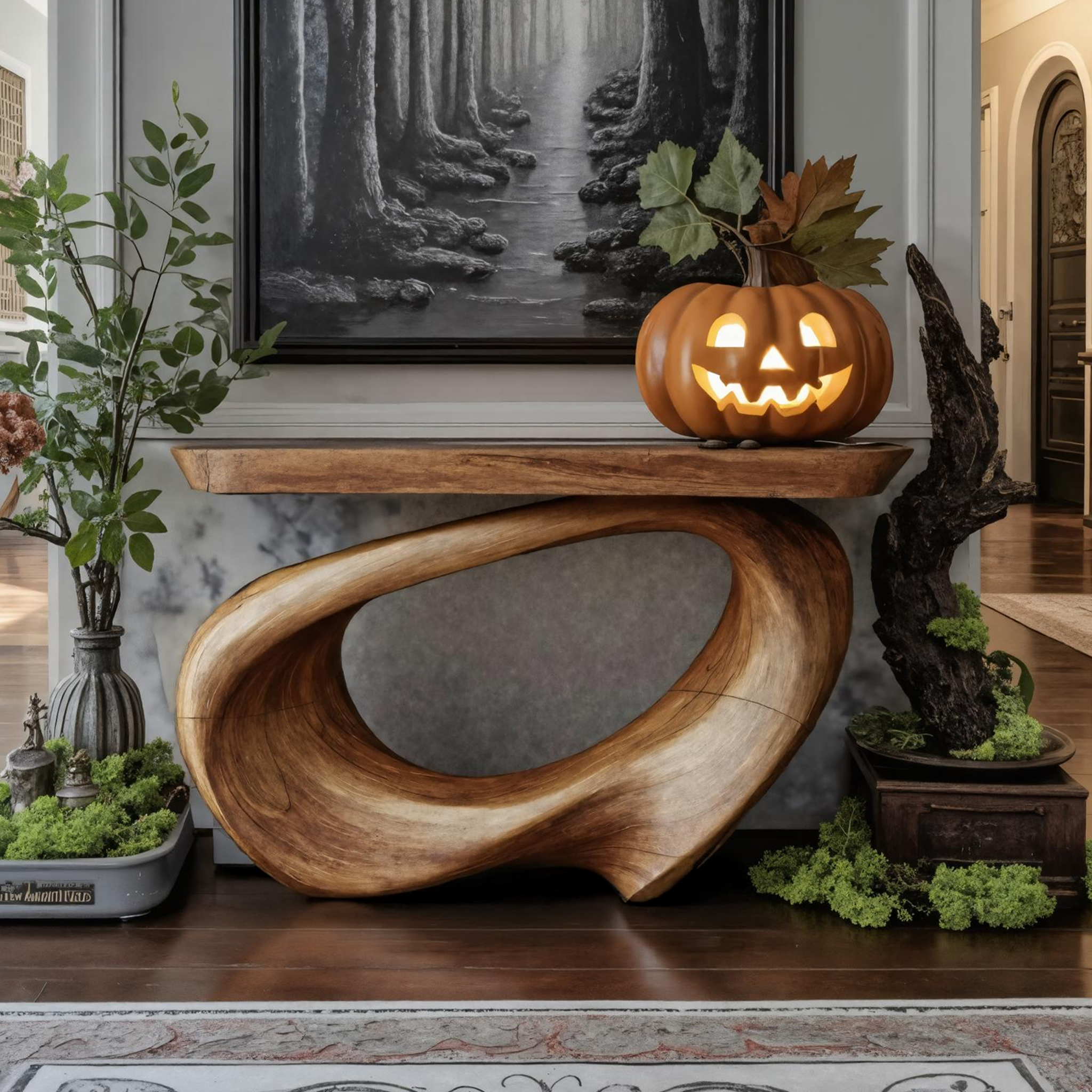 Mid Century Wooden Live Edge Coffee Table For Entryway Design Halloween Style SILDTTNHCS007