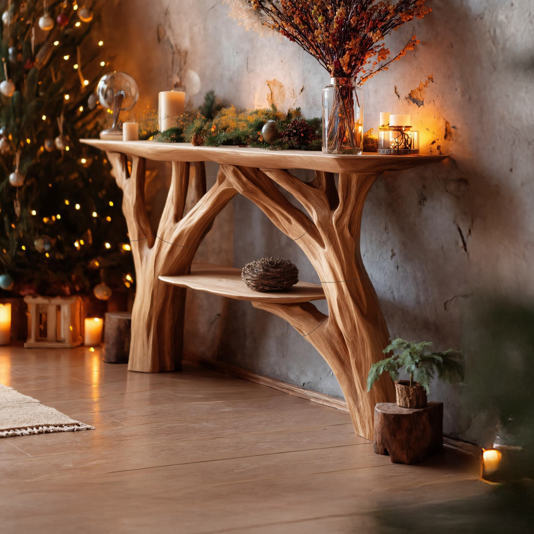 Handcrafted Wooden Console Table For Christmas Furniture Style SILDTTNCSC004