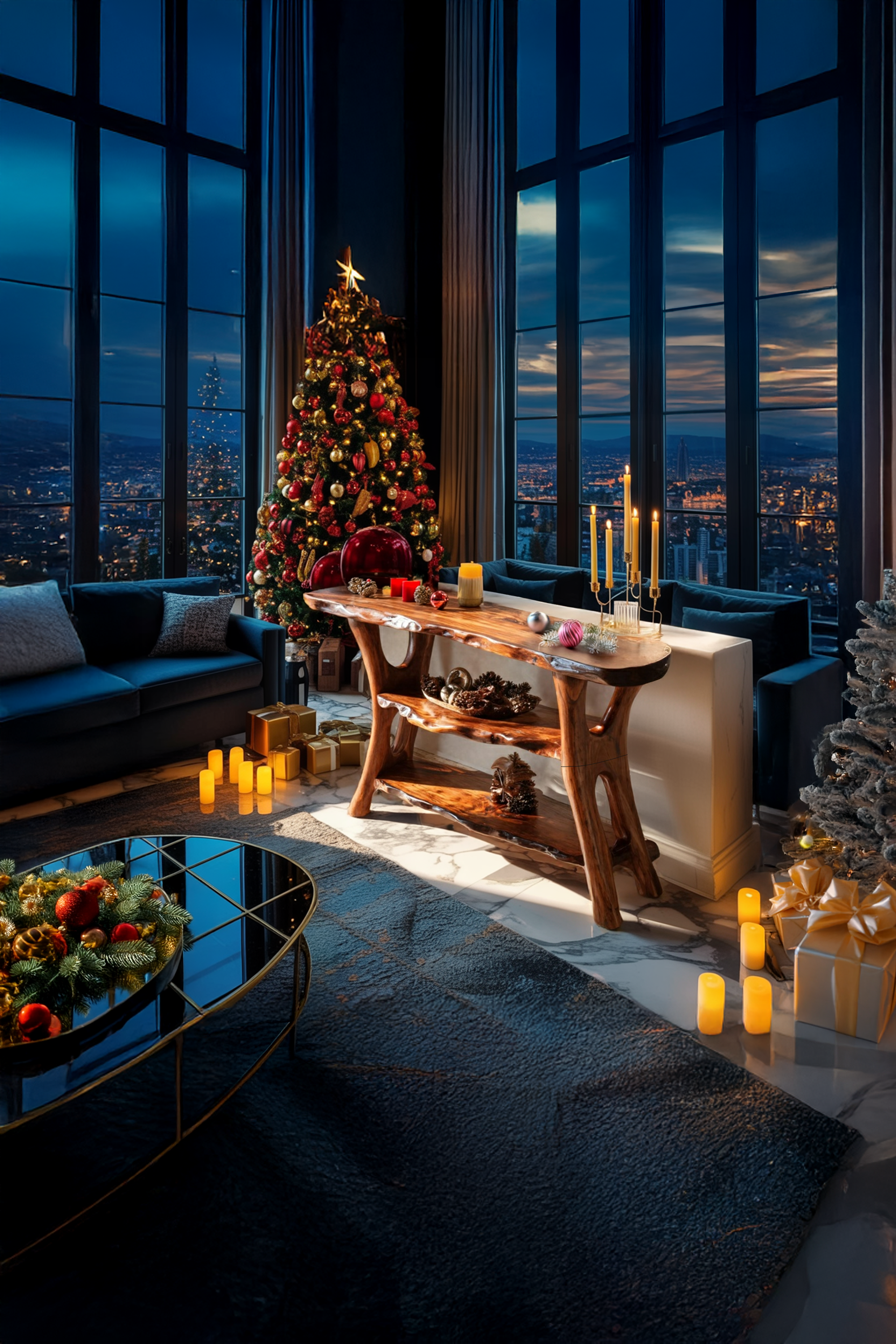 Mid Century Solid Wood Console Table For Xmas Entryway Holiday Living Room SILDTTRCSC037