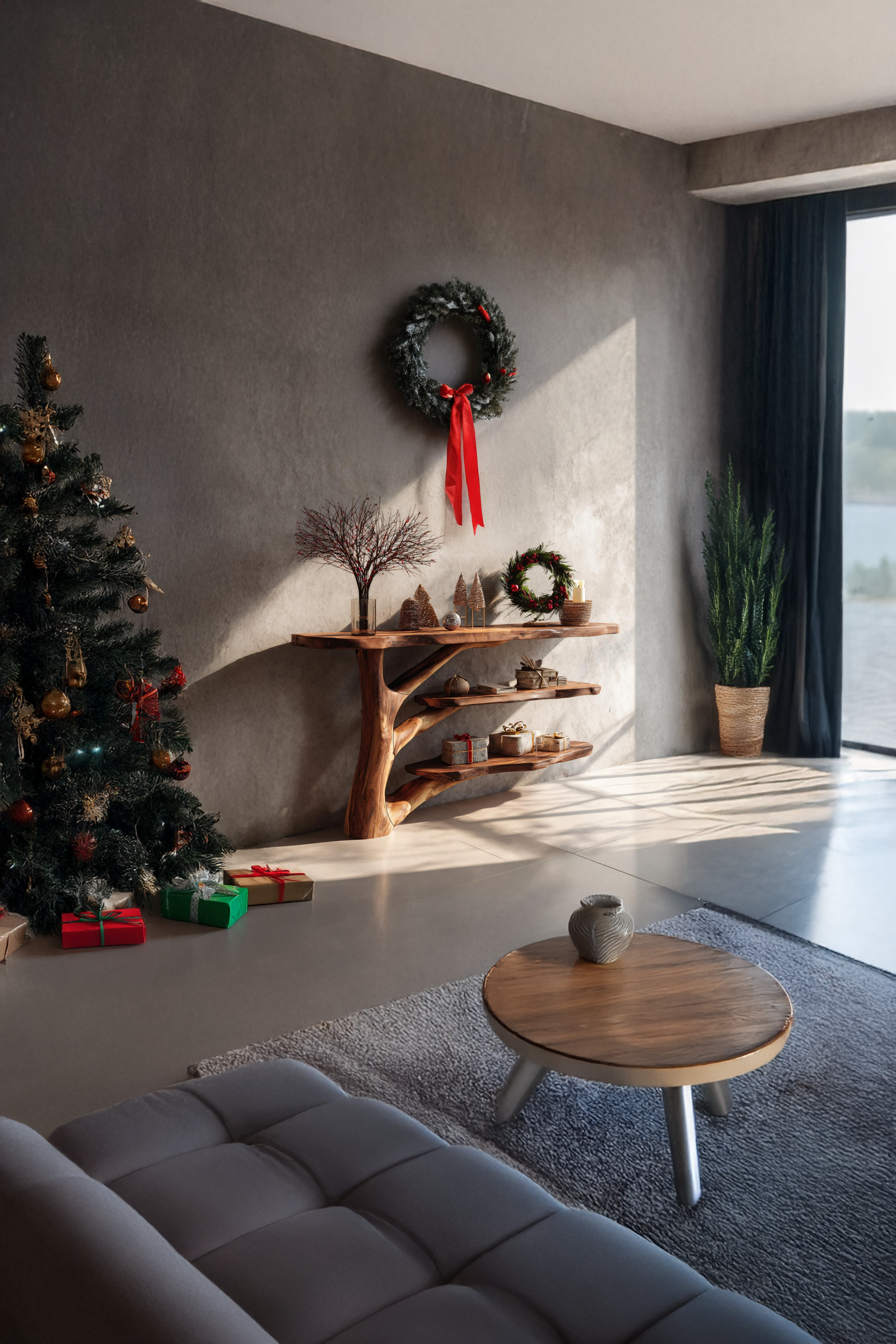 Farmhouse Wooden Live Edge Console Table For Bedroom Christmas Decoration SILDTTRCSC022