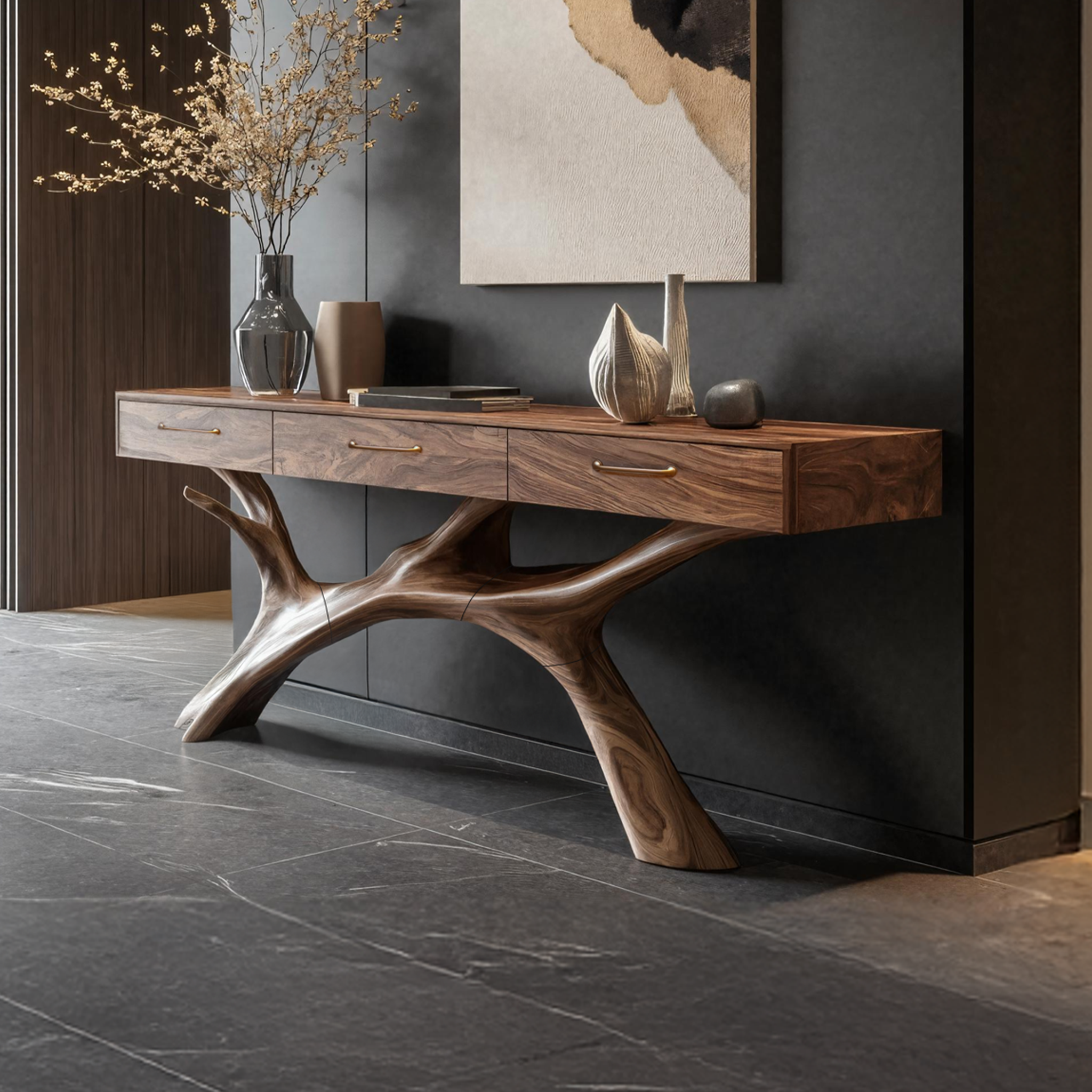 Rustic Live Edge Entryway Table For Warm Living Room SILDTTNCS009