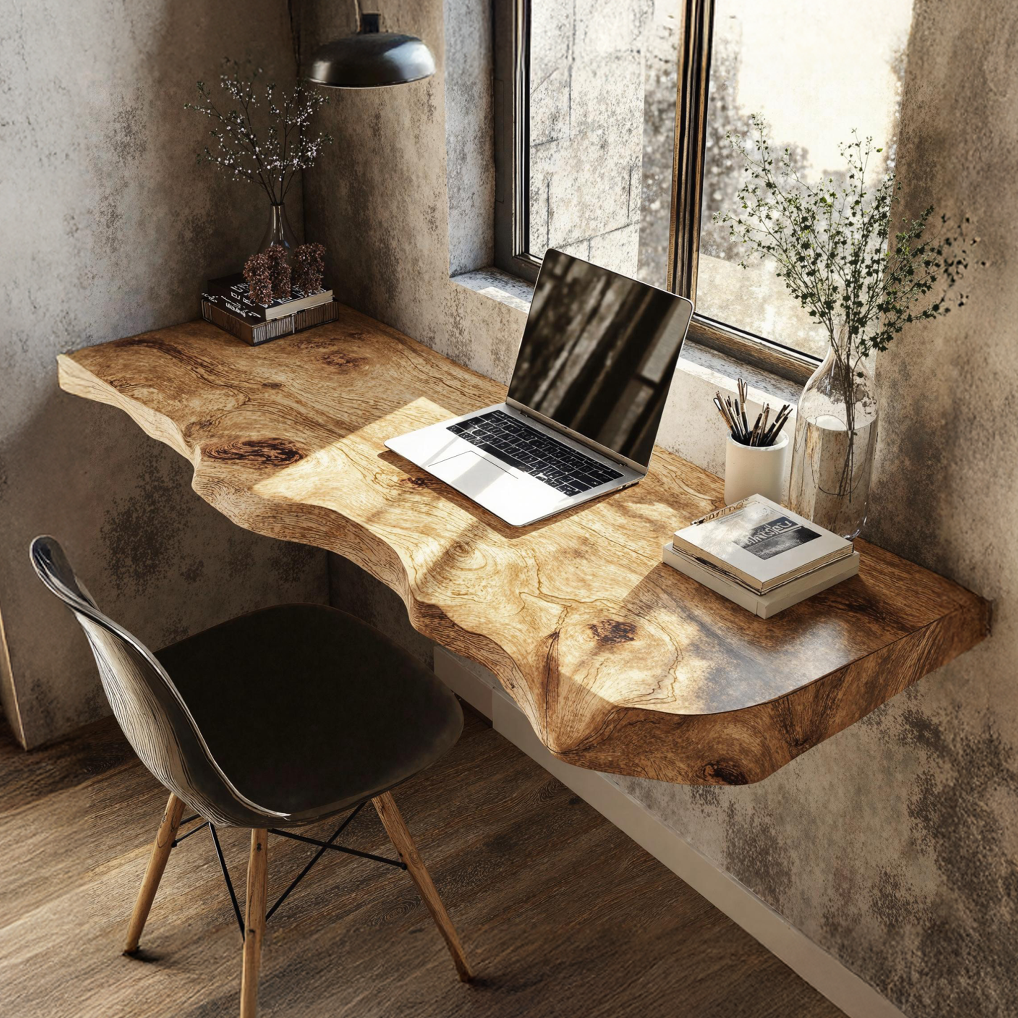 Mid Century Solid Wood Floating Desk For Sleek Home Styling SILDTFLD029
