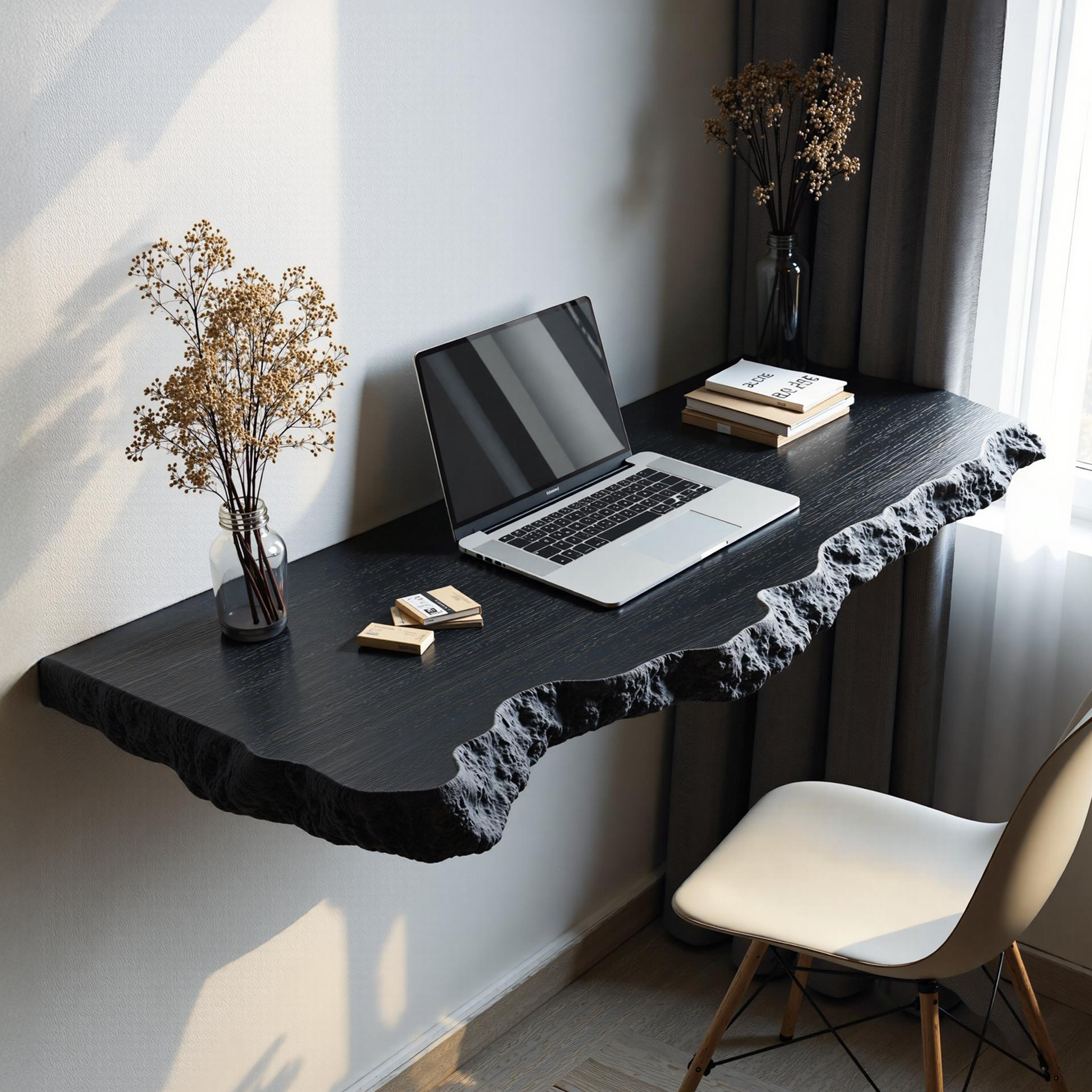Farmhouse Solid Wood Floating Desk For Minimalist Furniture Decor SILDTFLD011