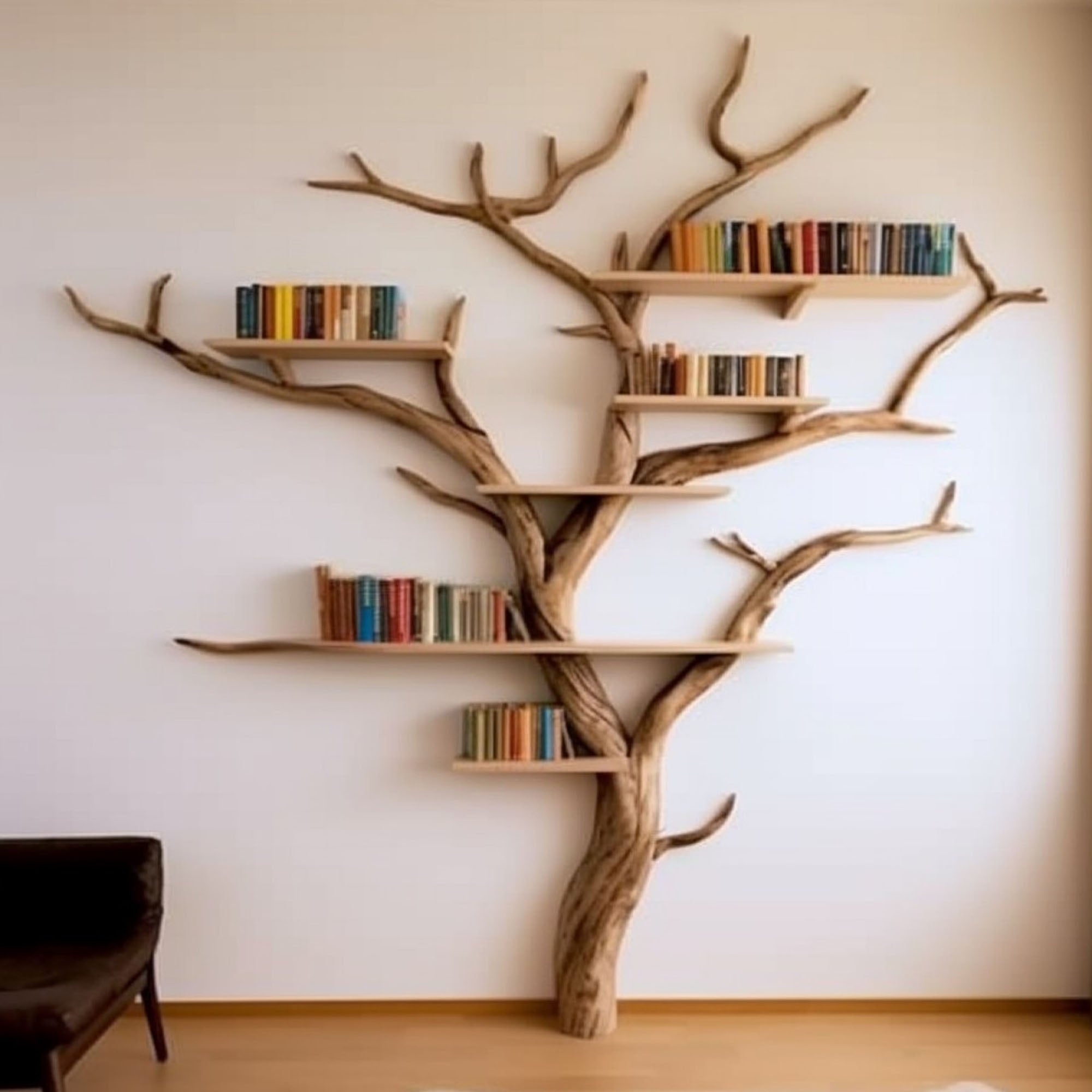 Elegant Wild Mulberry Tree Bookshelf Floating Shelves Live Edge SINLTB033