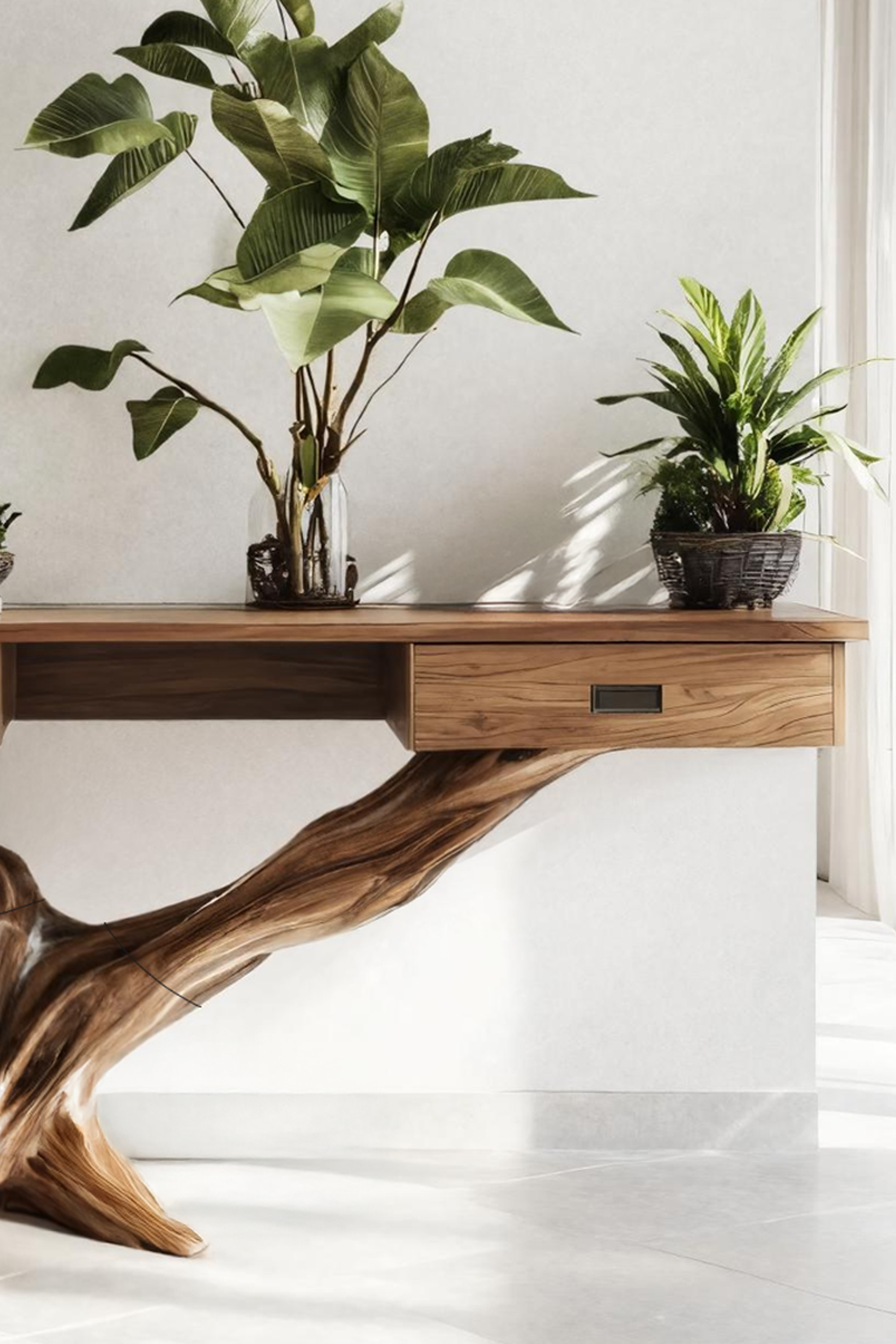 Mid Century Live Edge Entryway Table For Living Room SILDTTRCS005