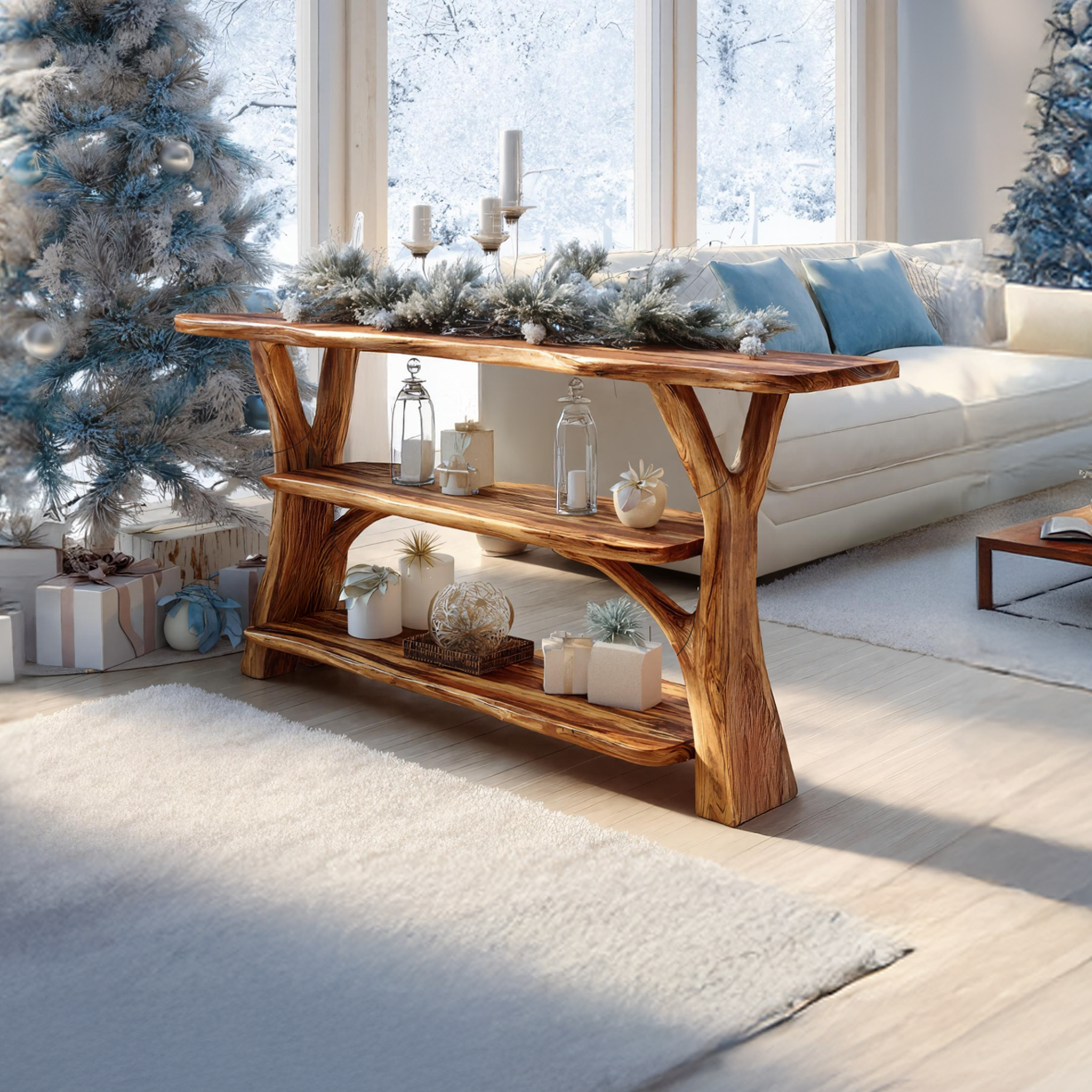 Mid Century Solid Wood Console Table For Entryway Design Holiday Gift Idea SILDTTRCSC005