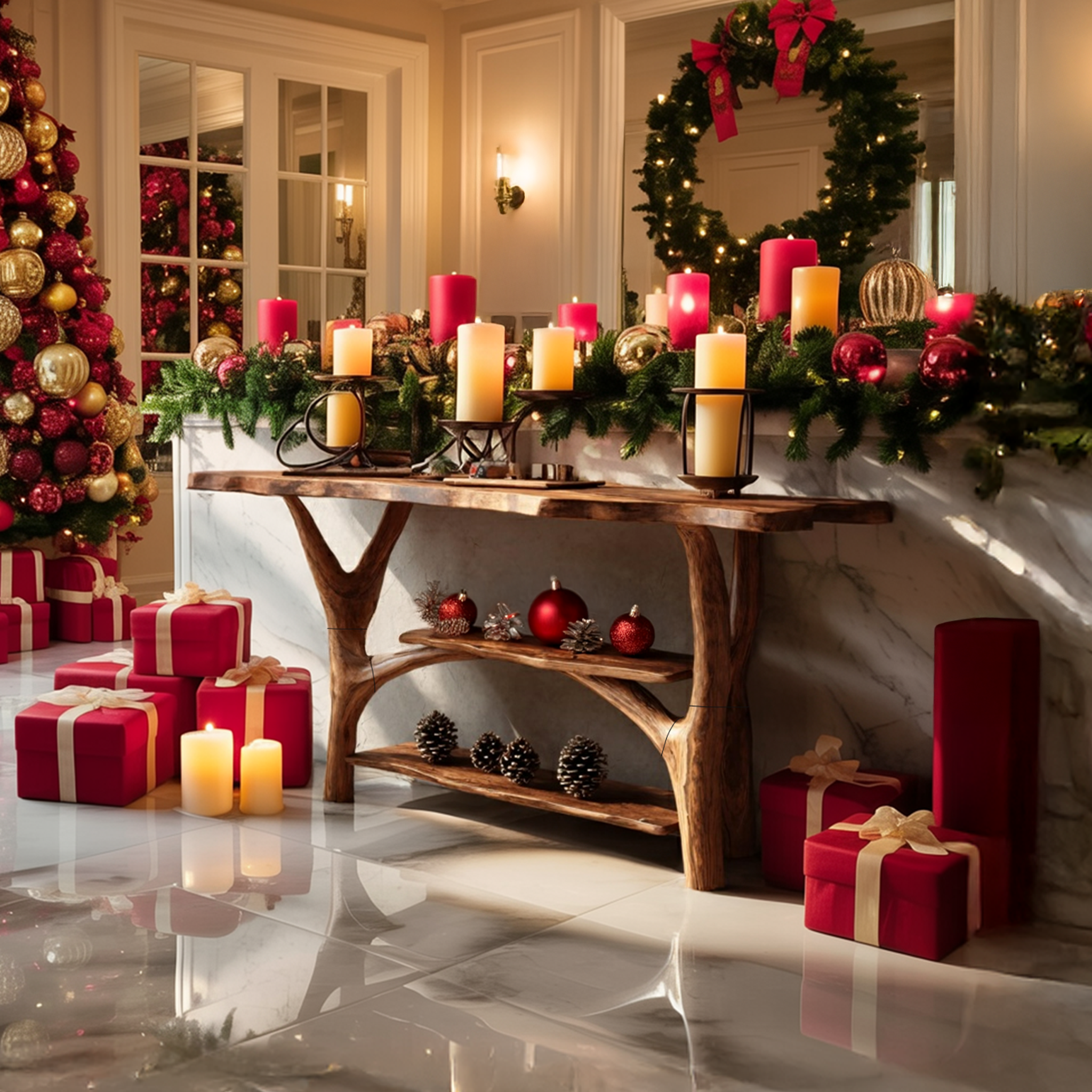 Handcrafted Live Edge Entryway Table For Holiday Furniture Xmas Accent SILDTTRCSC035